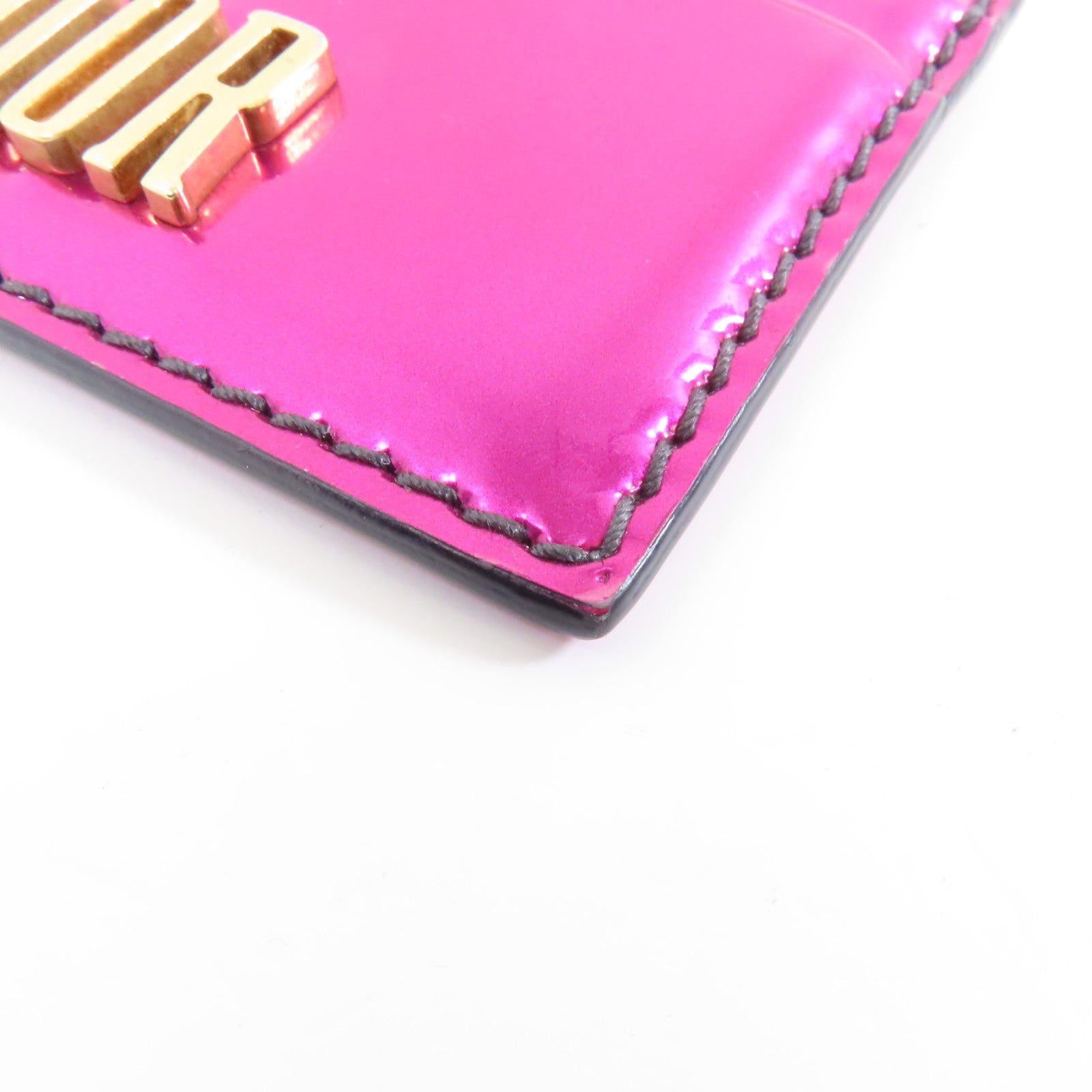 Dior 漆皮皮革Card Case金扣卡片套粉紅色