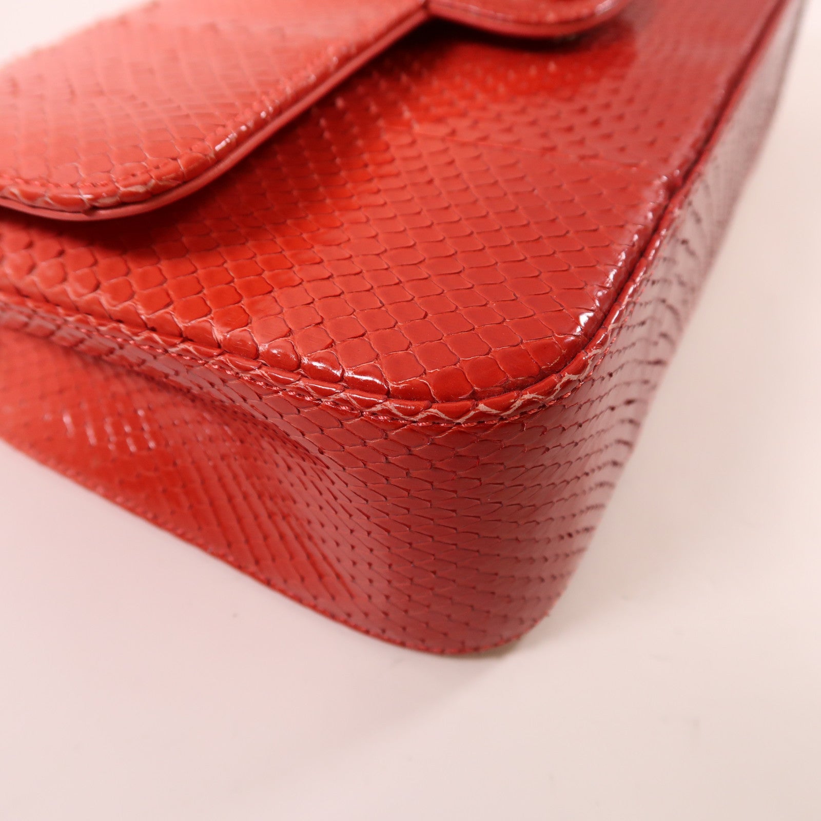 CHANEL 蛇皮皮革Classic 25銀扣鏈帶手挽肩背兩用袋