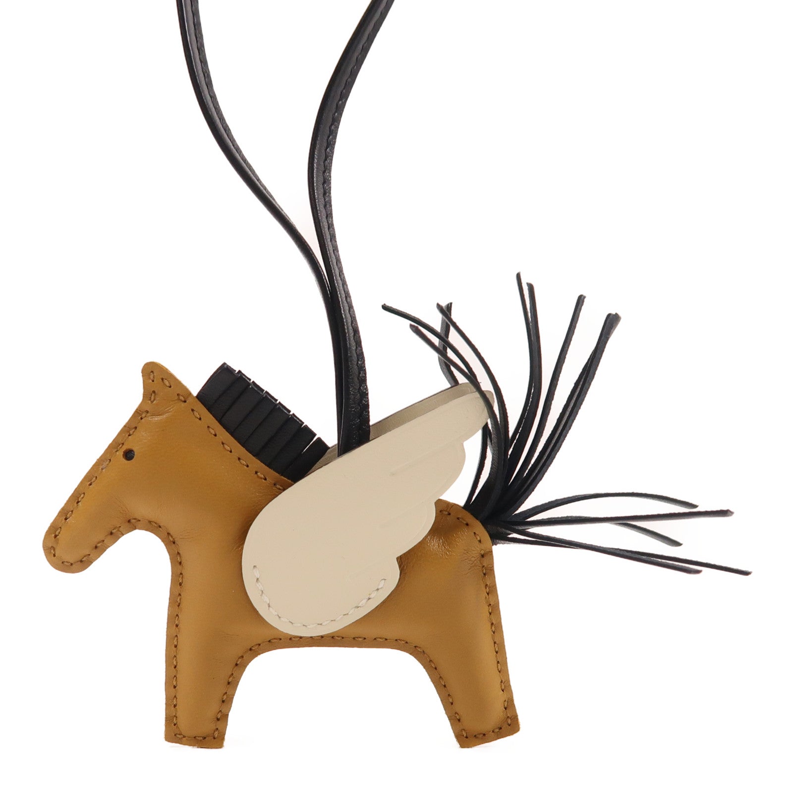 HERMES Milo/Swift皮革Rodeo Pegase PM掛飾Sesame