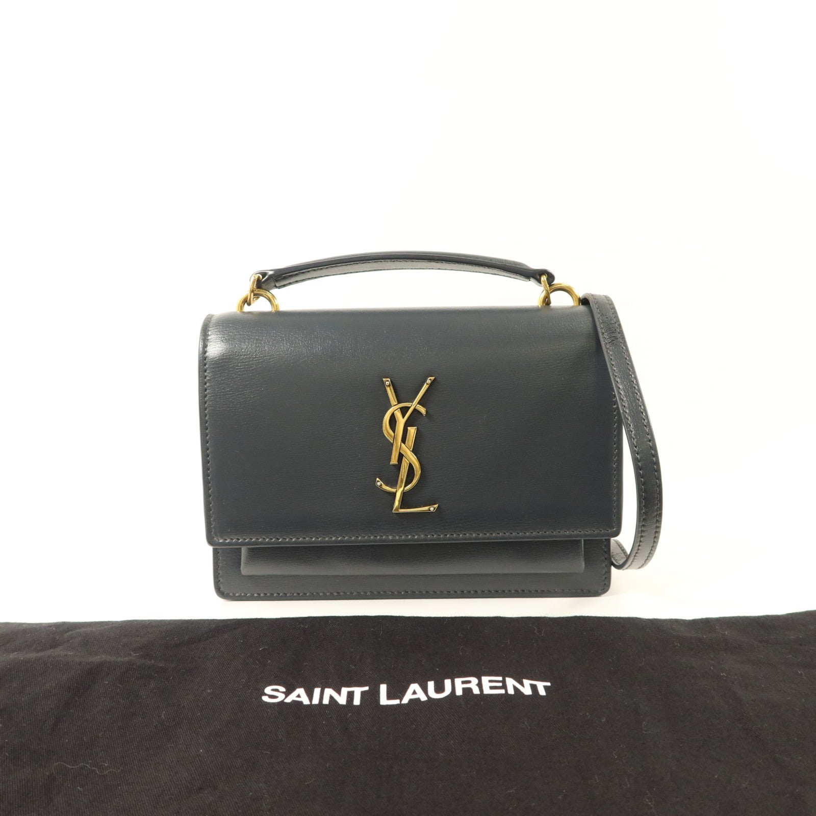 SAINT LAURENT 牛皮皮革Sunset金扣手挽肩背兩用袋