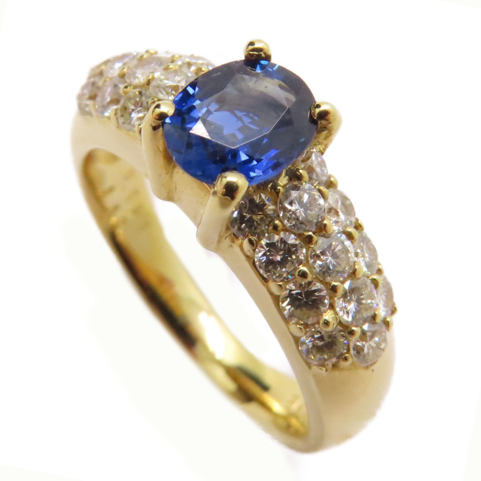 JEWELRY 18K黃金Sapphire/Diamond Ring 0.768ct藍寶石/0.82ct鑽石戒指US#6.25