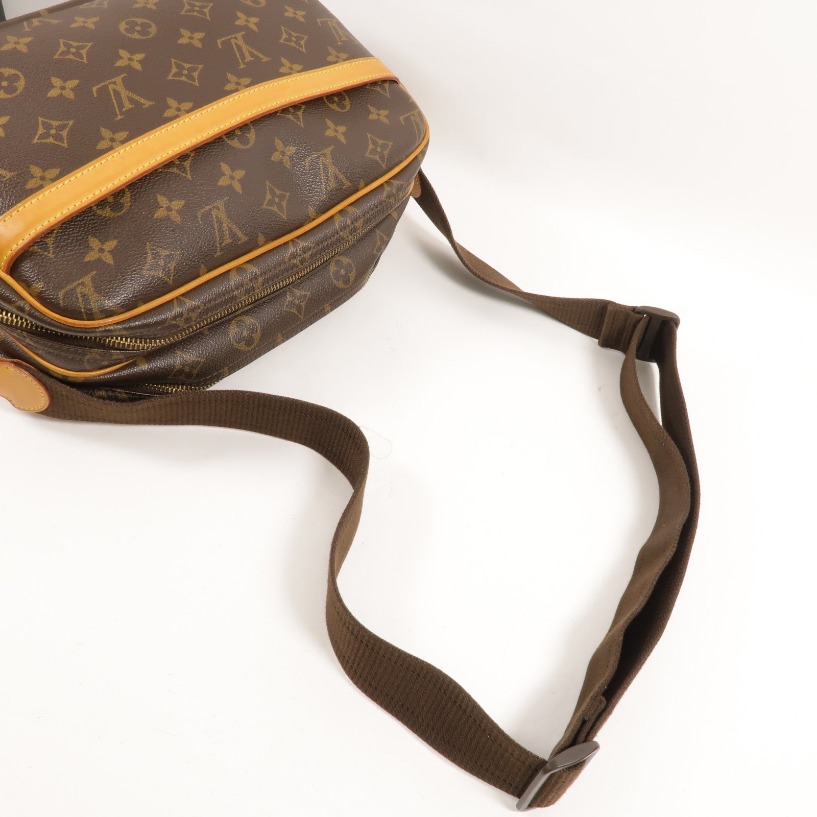 LOUIS VUITTON Monogram Reporter PM金扣肩背袋棕色