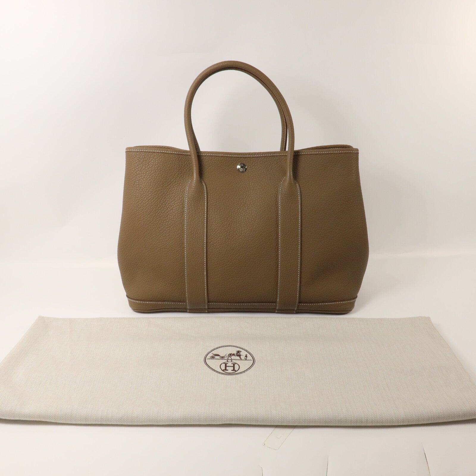 HERMES Negonda皮革Garden Party PM手挽袋Etoupe