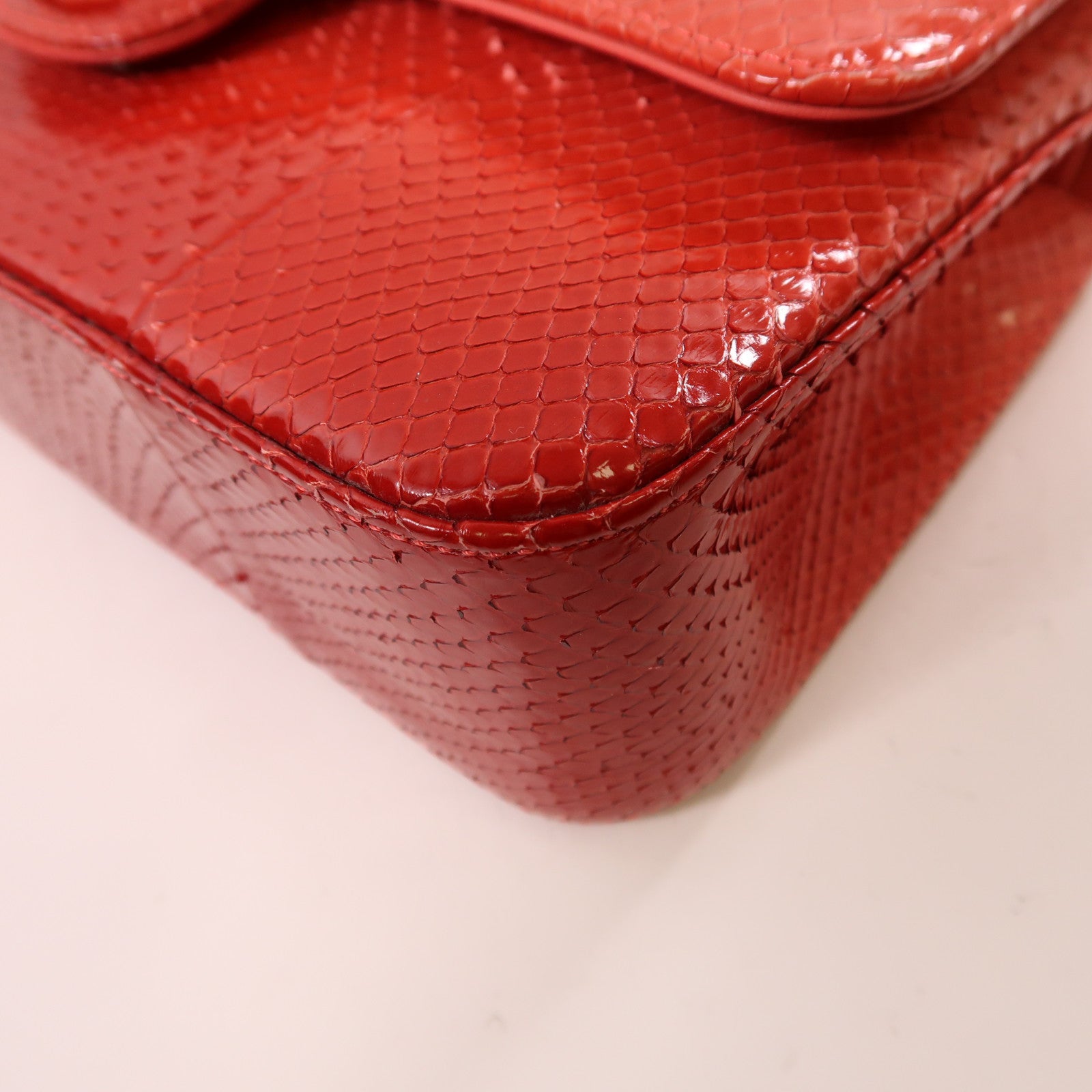 CHANEL 蛇皮皮革Classic 25銀扣鏈帶手挽肩背兩用袋