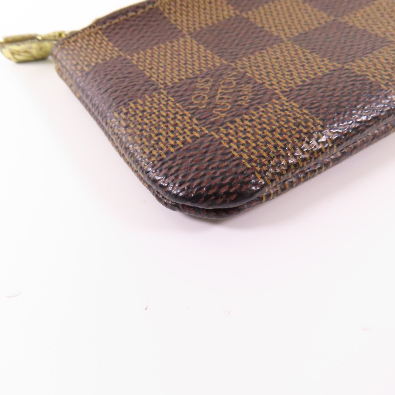 LOUIS VUITTON LV GHW Key Pouch Coin Case Purse N62658 Damier Brown