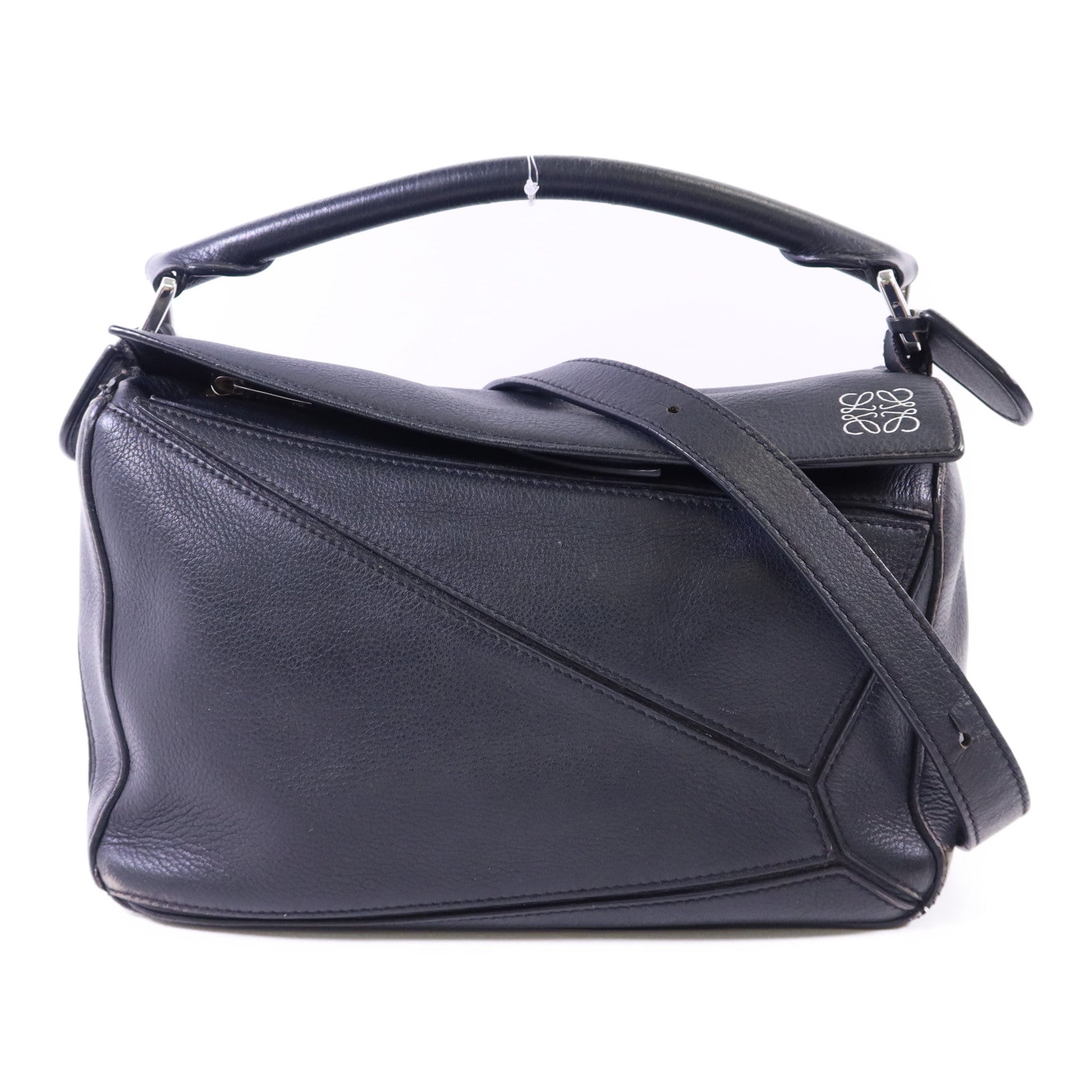 LOEWE 牛皮皮革Puzzle Small銀扣手挽肩背兩用袋