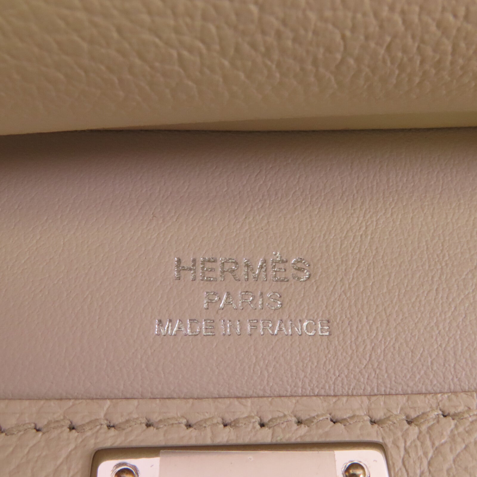 HERMES Togo皮革Mini Jypsiere銀扣肩背袋Beton