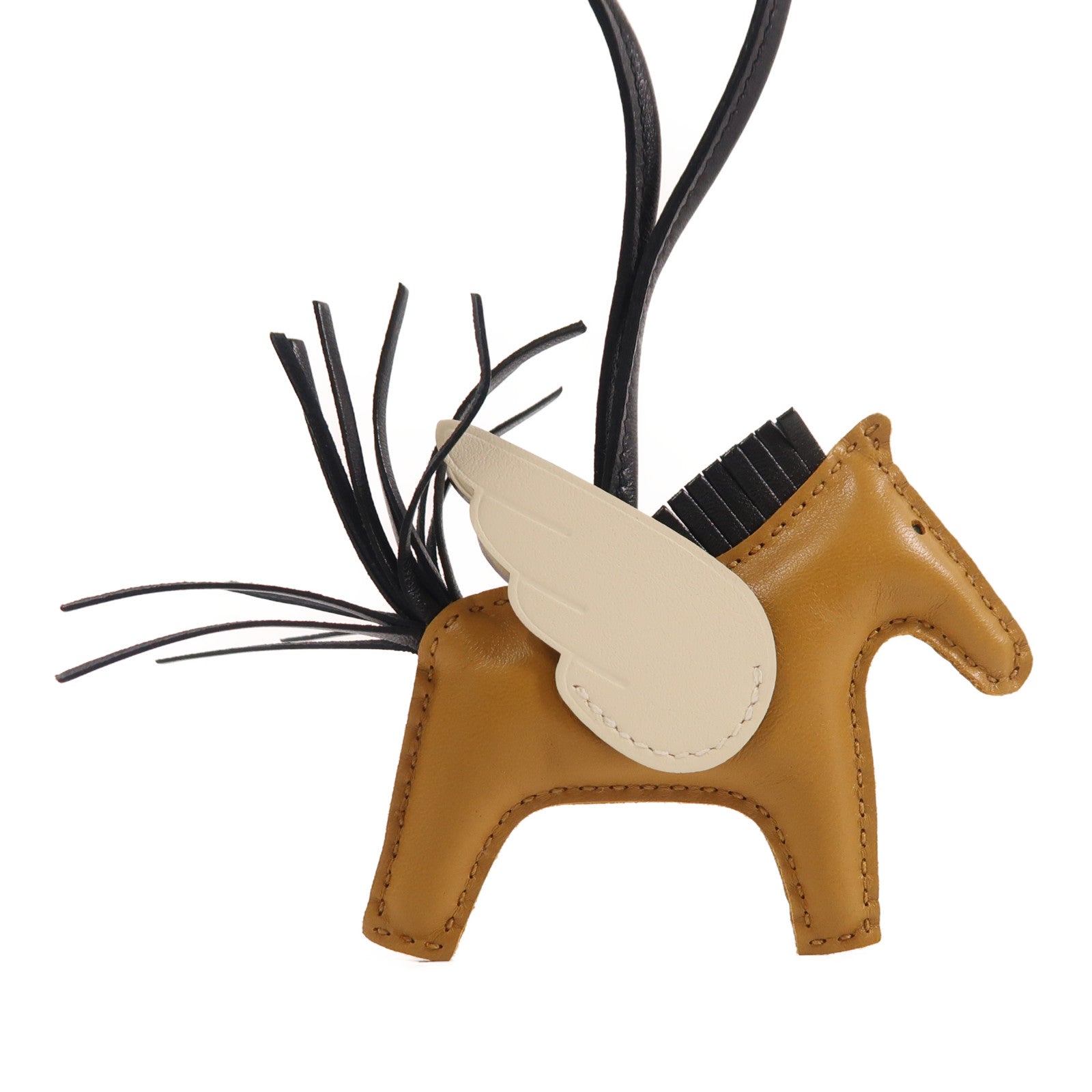 HERMES Milo/Swift皮革Rodeo Pegase PM掛飾Sesame