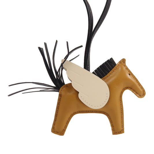 HERMES Milo/Swift皮革Rodeo Pegase PM掛飾Sesame