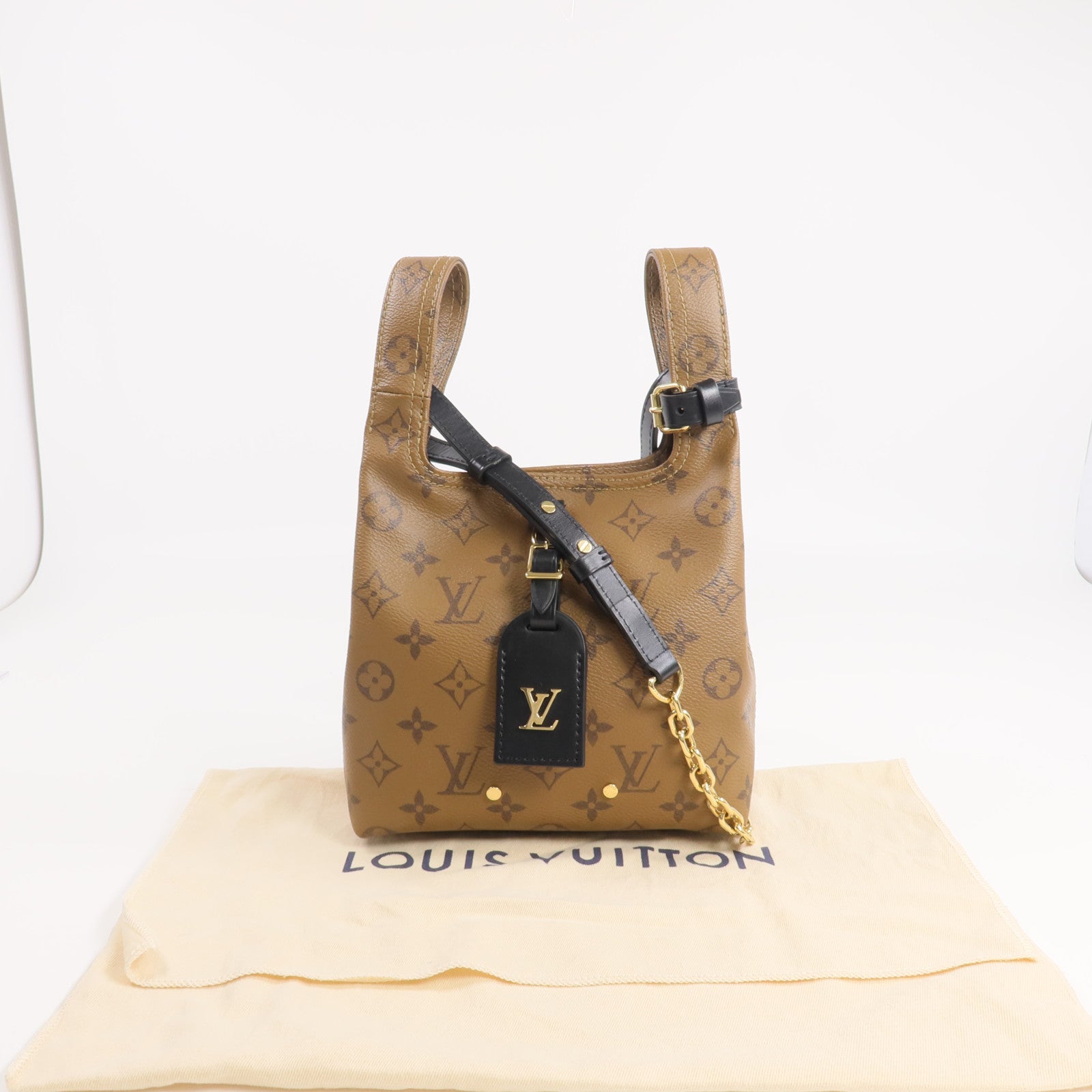 LOUIS VUITTON Monogram Reverse Atlantis BB金扣手挽肩背兩用袋