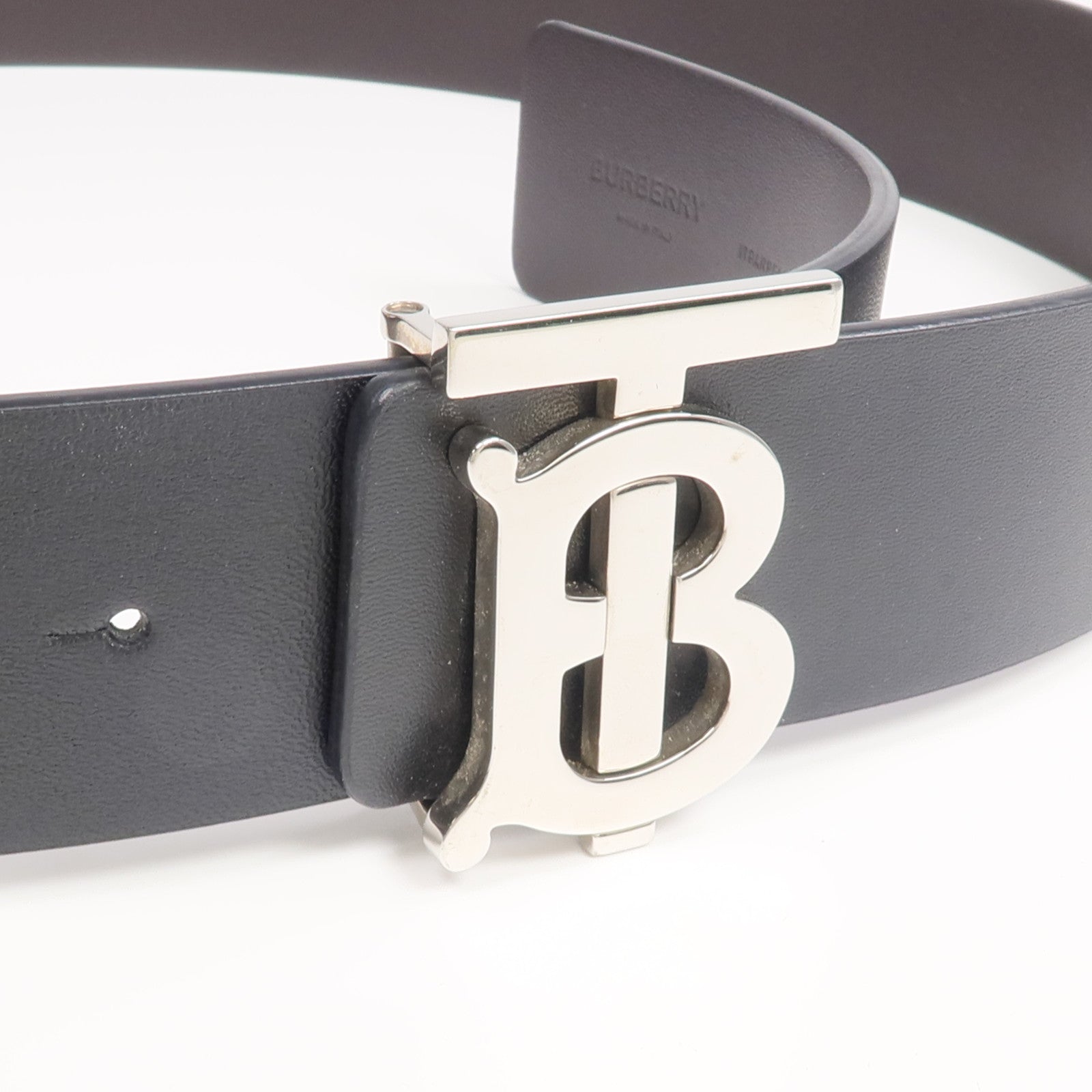 BURBERRY 牛皮皮革Belt銀扣皮帶