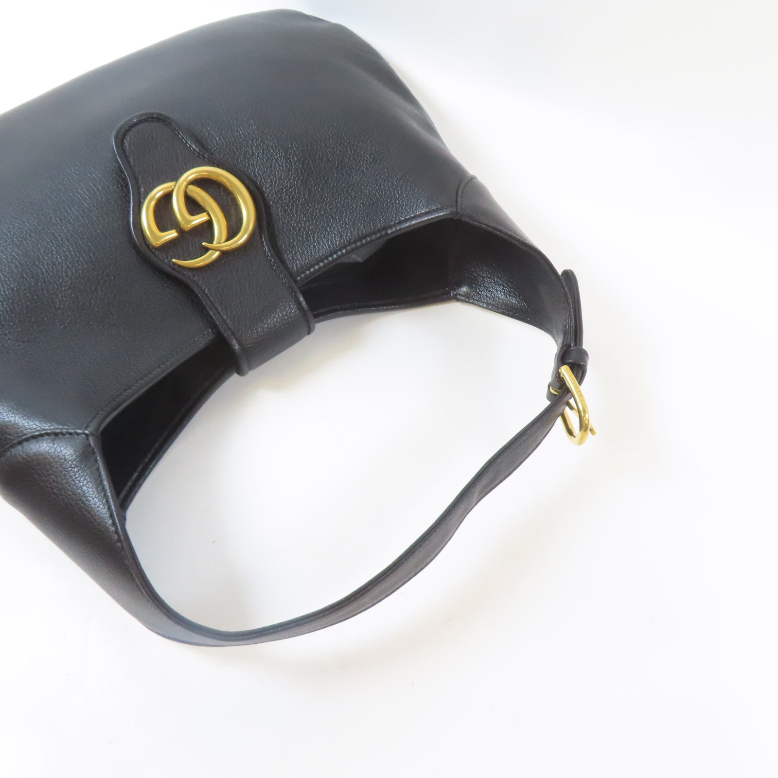 GUCCI 牛皮皮革Aphrodite Shoulder Bag金扣手挽肩背兩用袋黑色