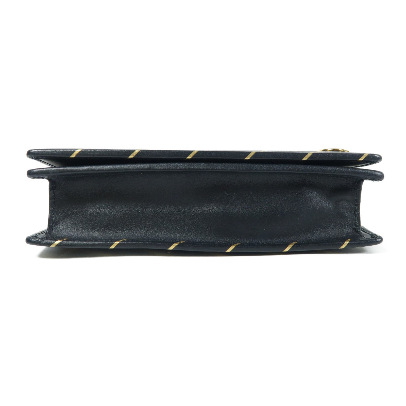 GUCCI GG GHW Chain Shoulder Bag Calfskin Leather Black