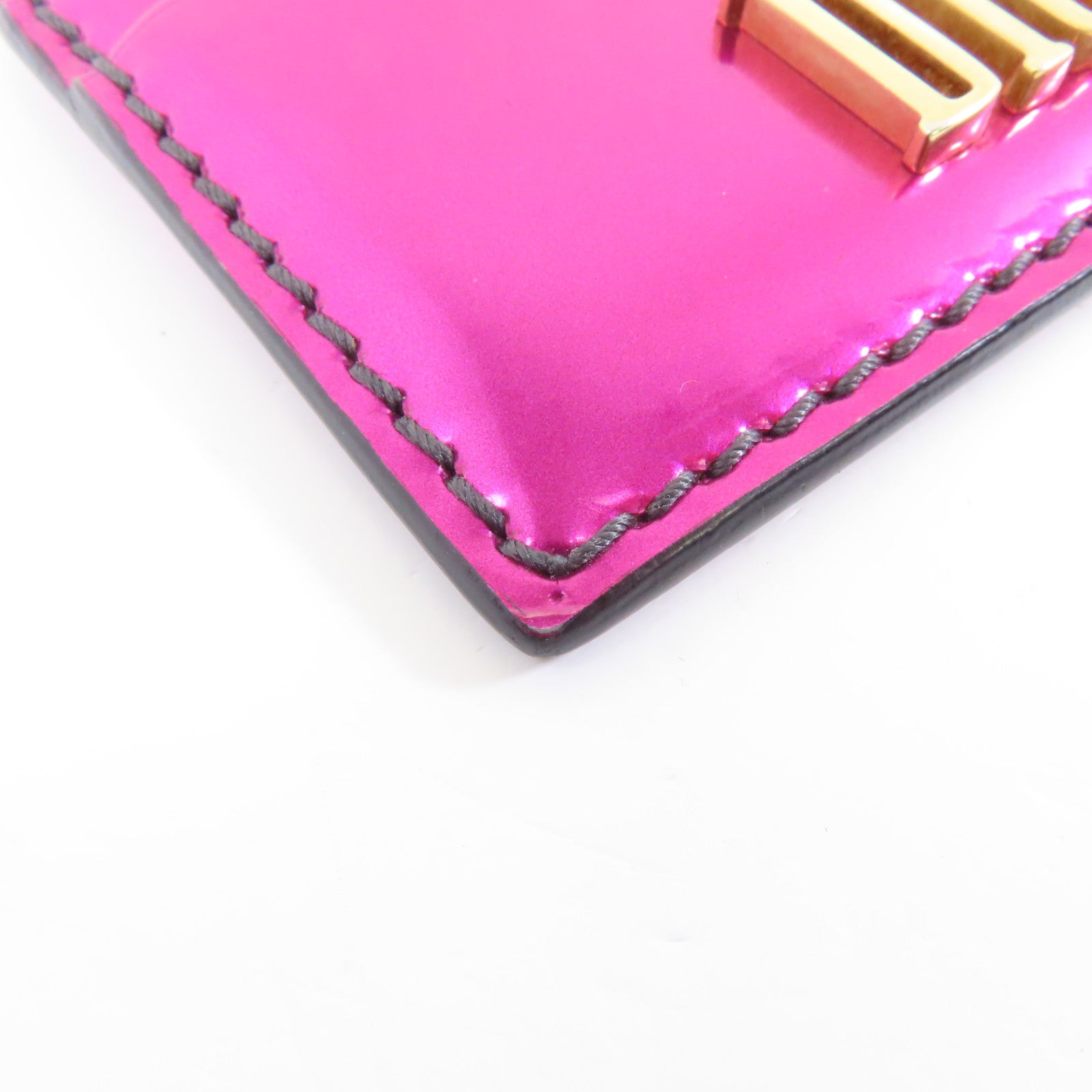 Dior 漆皮皮革Card Case金扣卡片套粉紅色