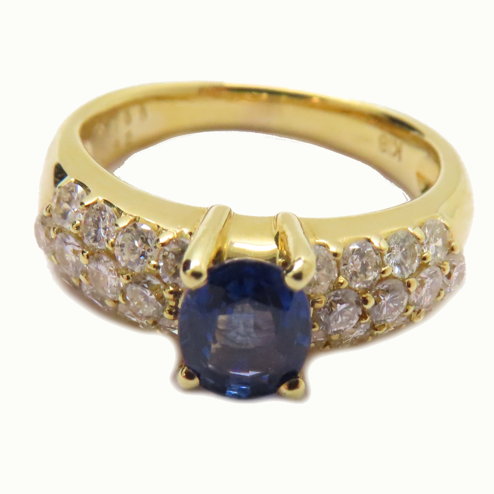 JEWELRY 18K黃金Sapphire/Diamond Ring 0.768ct藍寶石/0.82ct鑽石戒指US#6.25