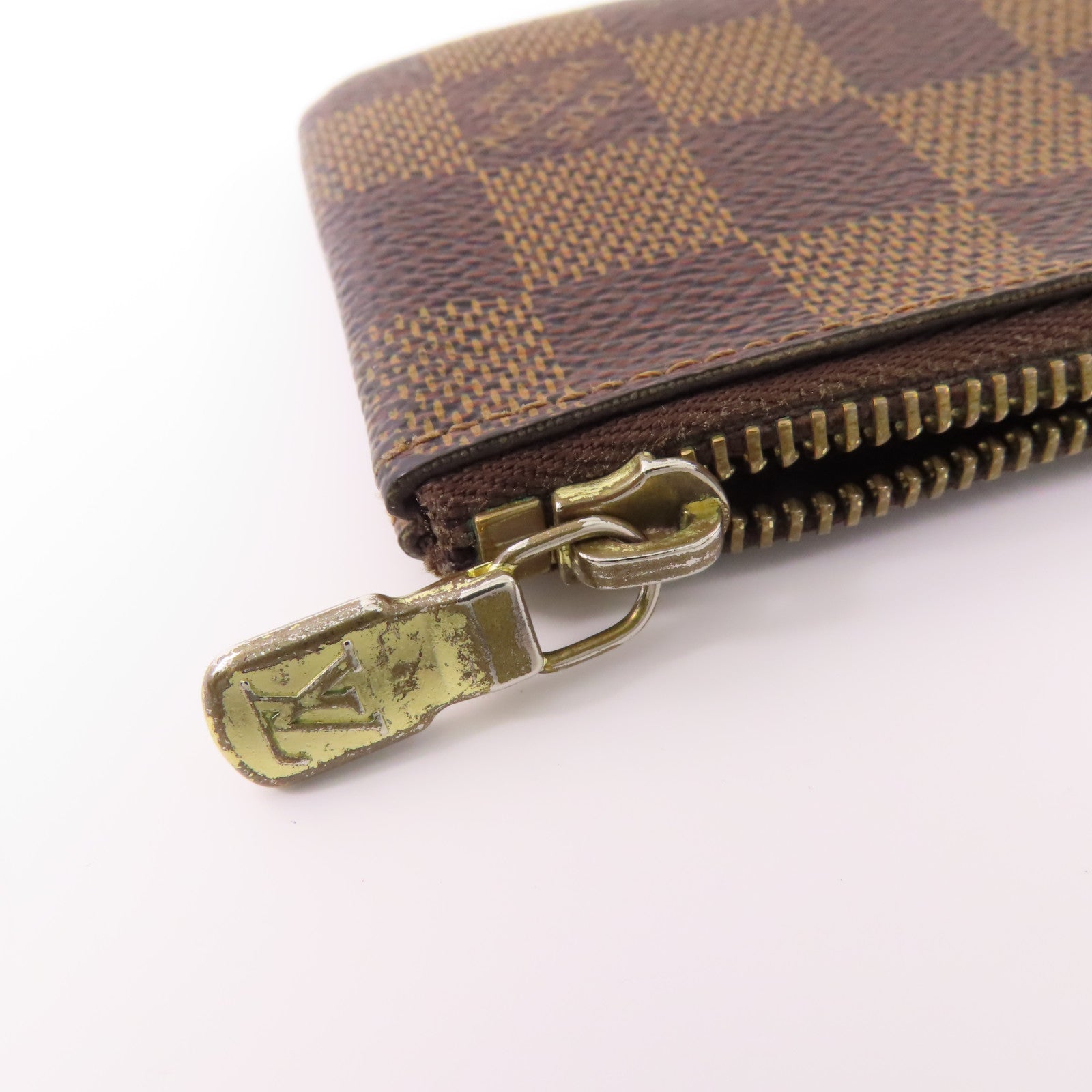 LOUIS VUITTON LV GHW Key Pouch Coin Case Purse N62658 Damier Brown