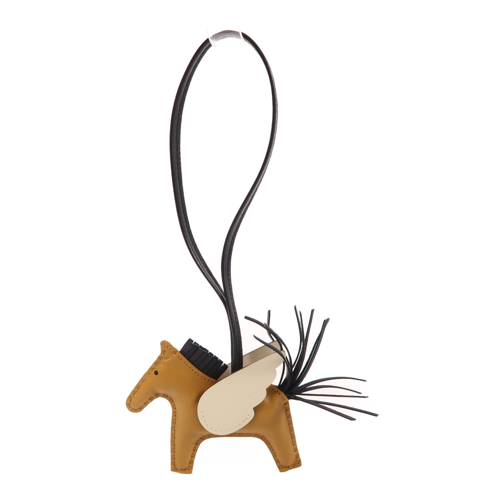 HERMES Milo/Swift皮革Rodeo Pegase PM掛飾Sesame