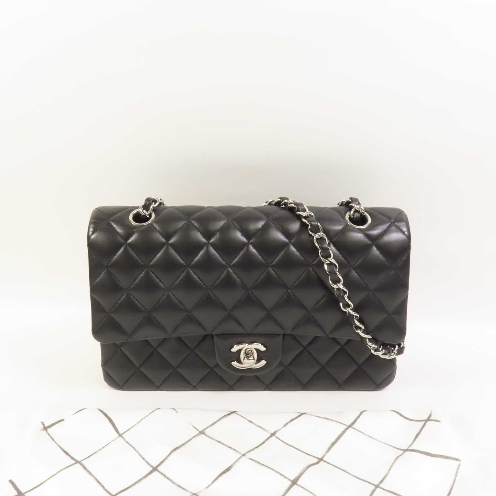 CHANEL 【激減優惠】羊皮皮革Classic 25銀扣鏈帶肩背袋