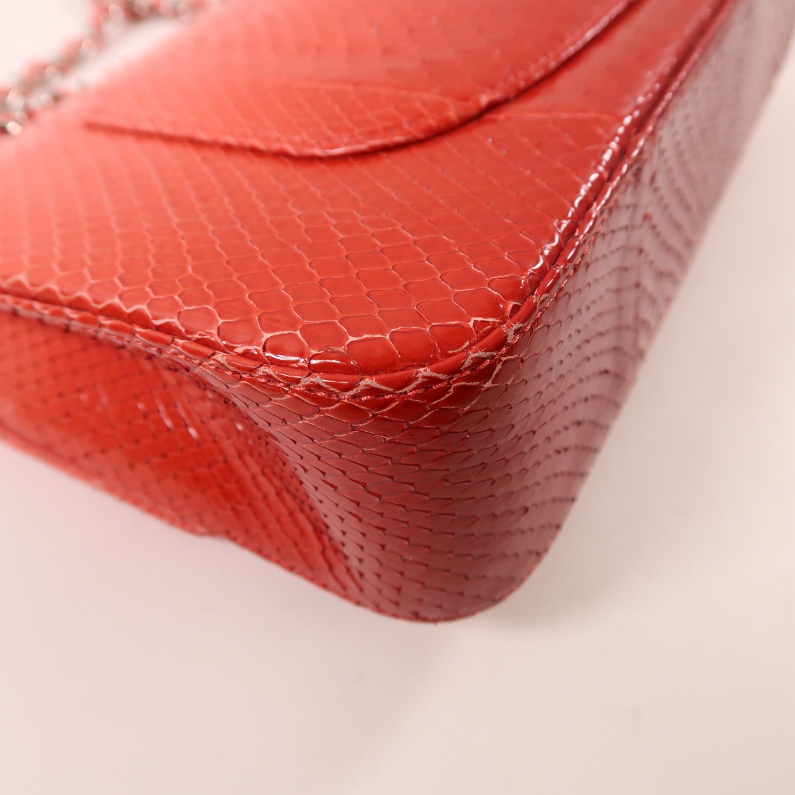 CHANEL 蛇皮皮革Classic 25銀扣鏈帶手挽肩背兩用袋