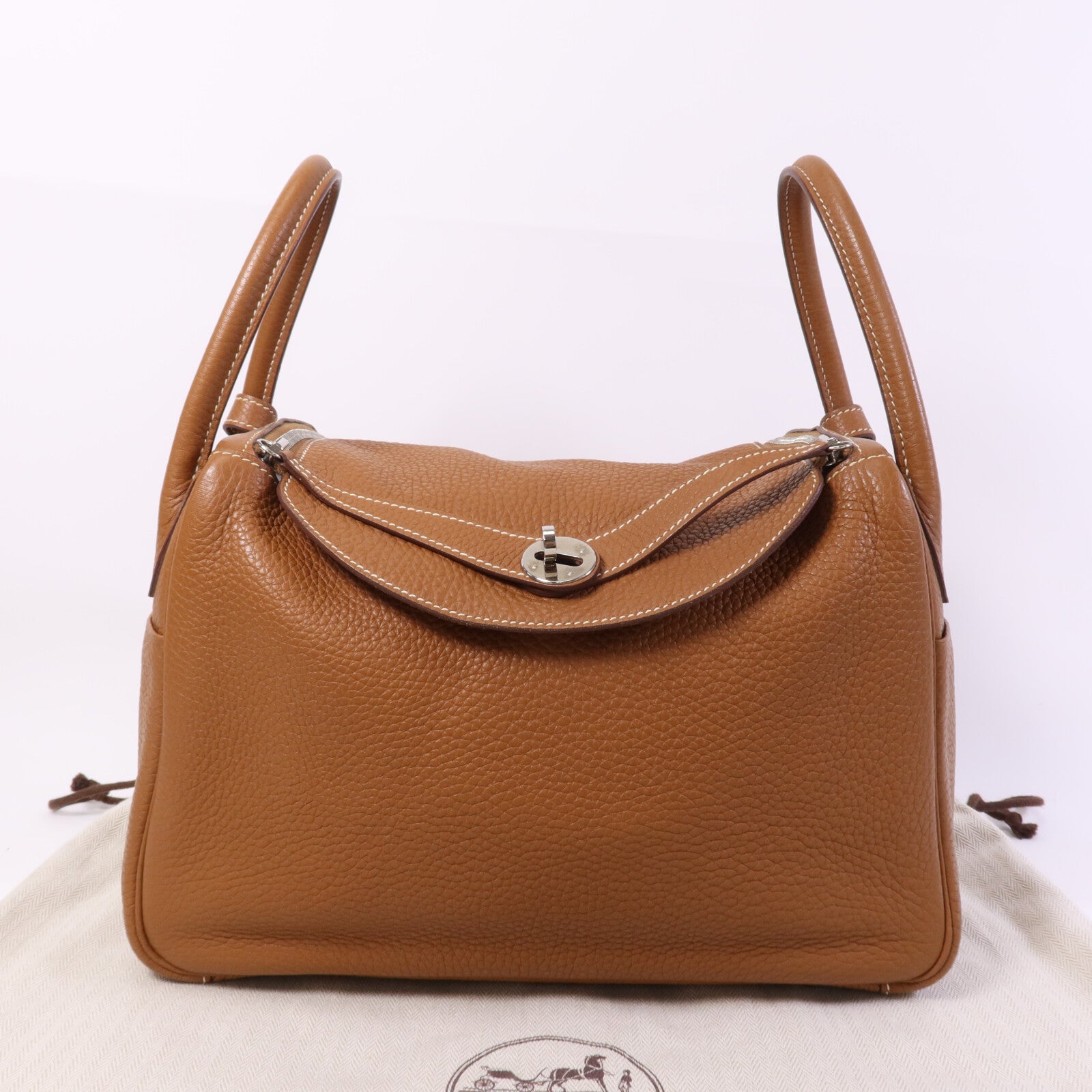 HERMES Clemence皮革Lindy 30手挽肩背兩用袋Gold