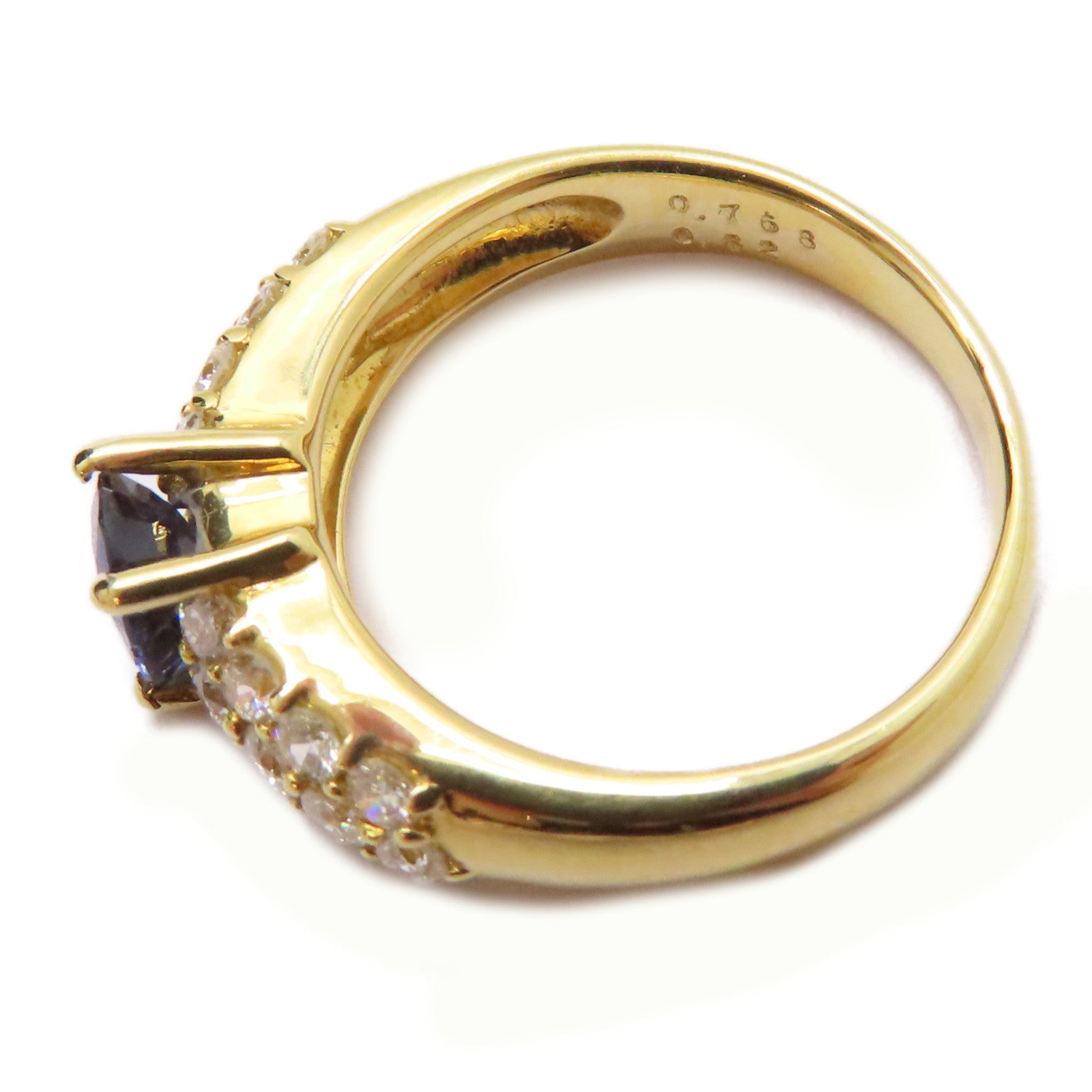 JEWELRY 18K黃金Sapphire/Diamond Ring 0.768ct藍寶石/0.82ct鑽石戒指US#6.25