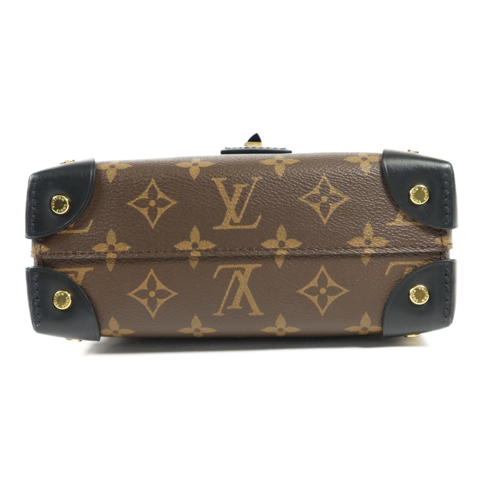 LOUIS VUITTON Monogram Petite Malle Souple金扣手挽肩背兩用袋棕色