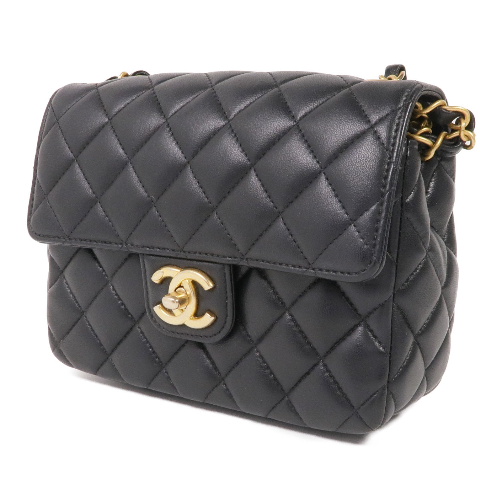 CHANEL 羊皮皮革Chain Shoulder Bag金扣鏈帶肩背袋