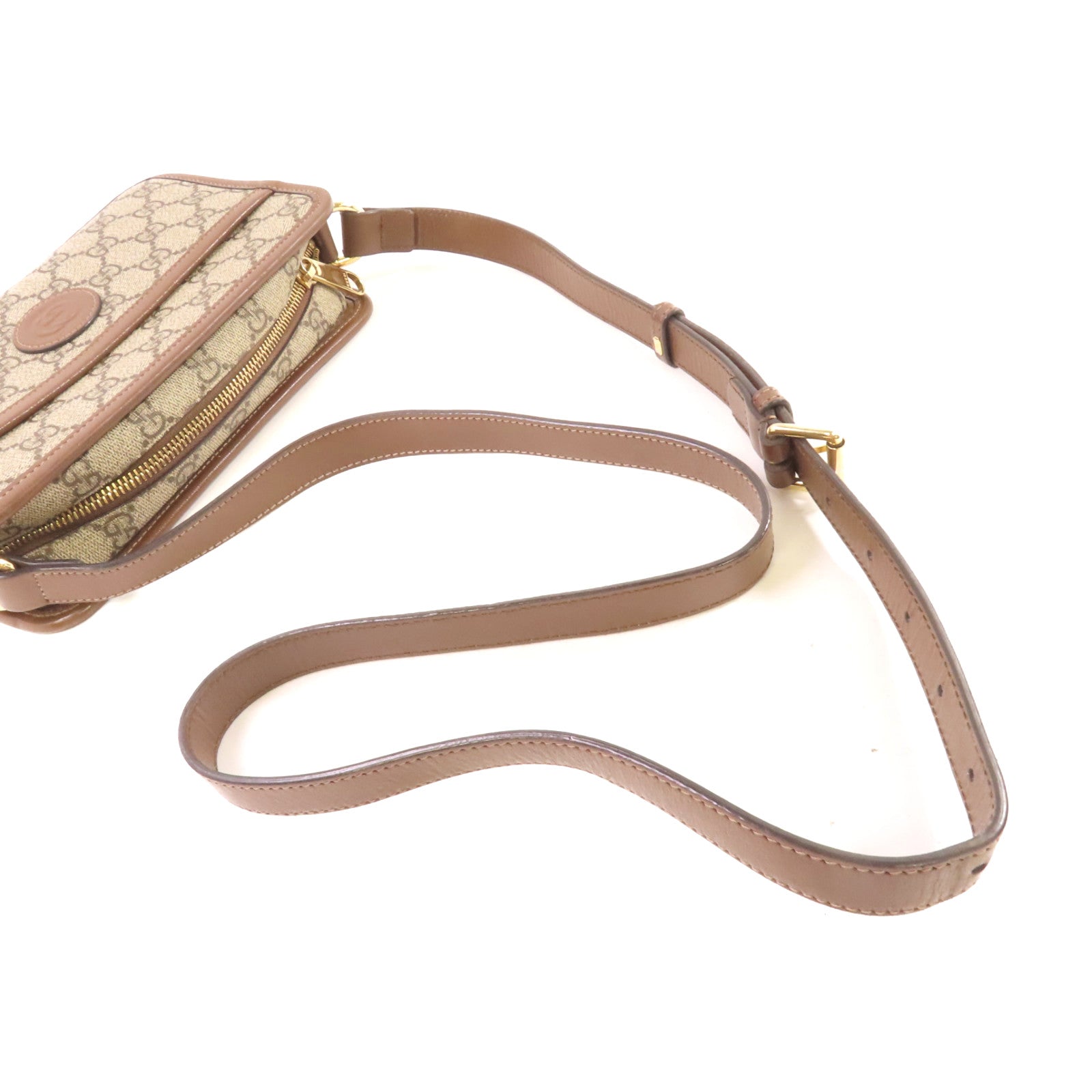 GUCCI 塗層帆布Interlocking G Shoulder Bag金扣肩背袋啡色