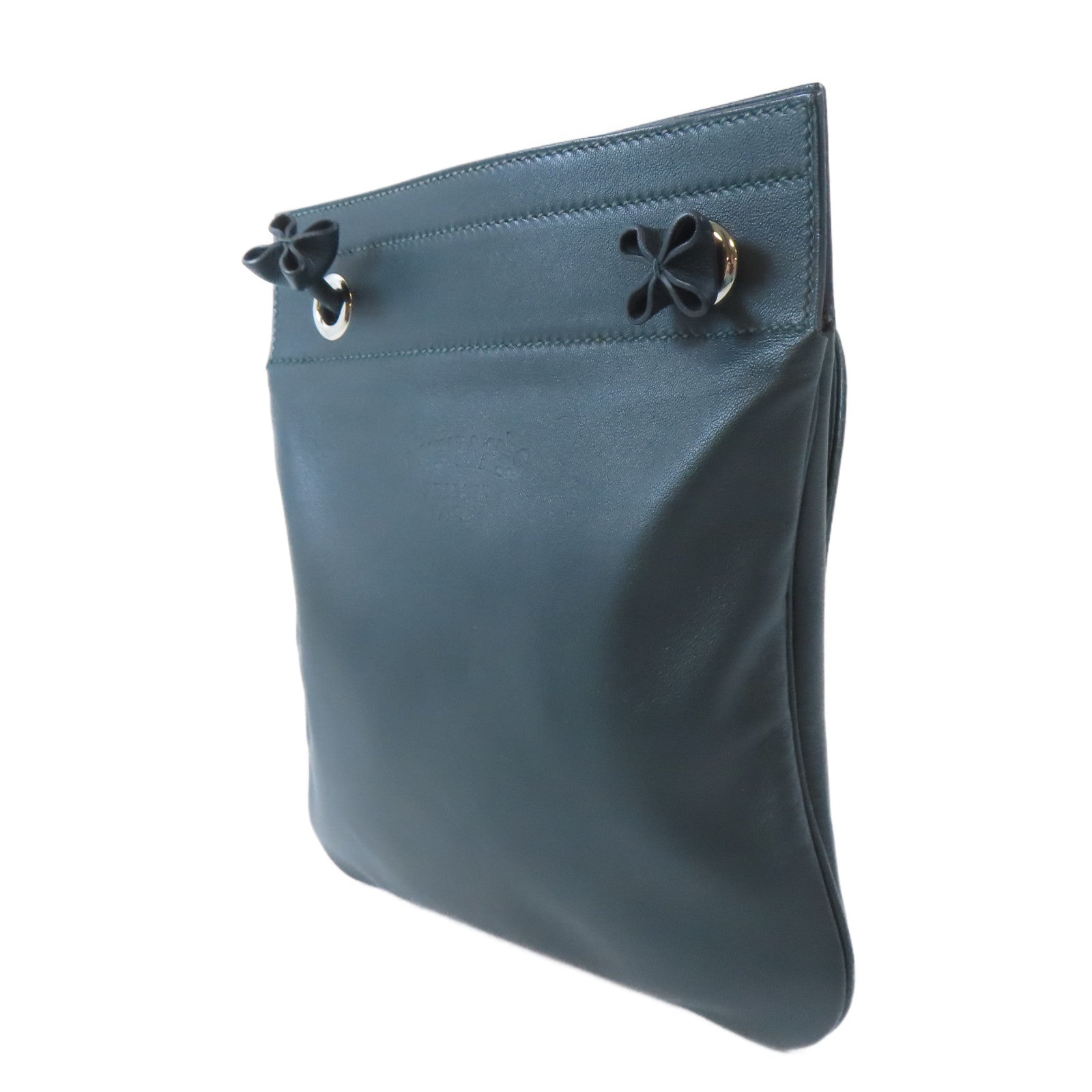 HERMES Swift皮革Sac Aline Mini Bag銀扣肩背袋Vert Cypres/綠色