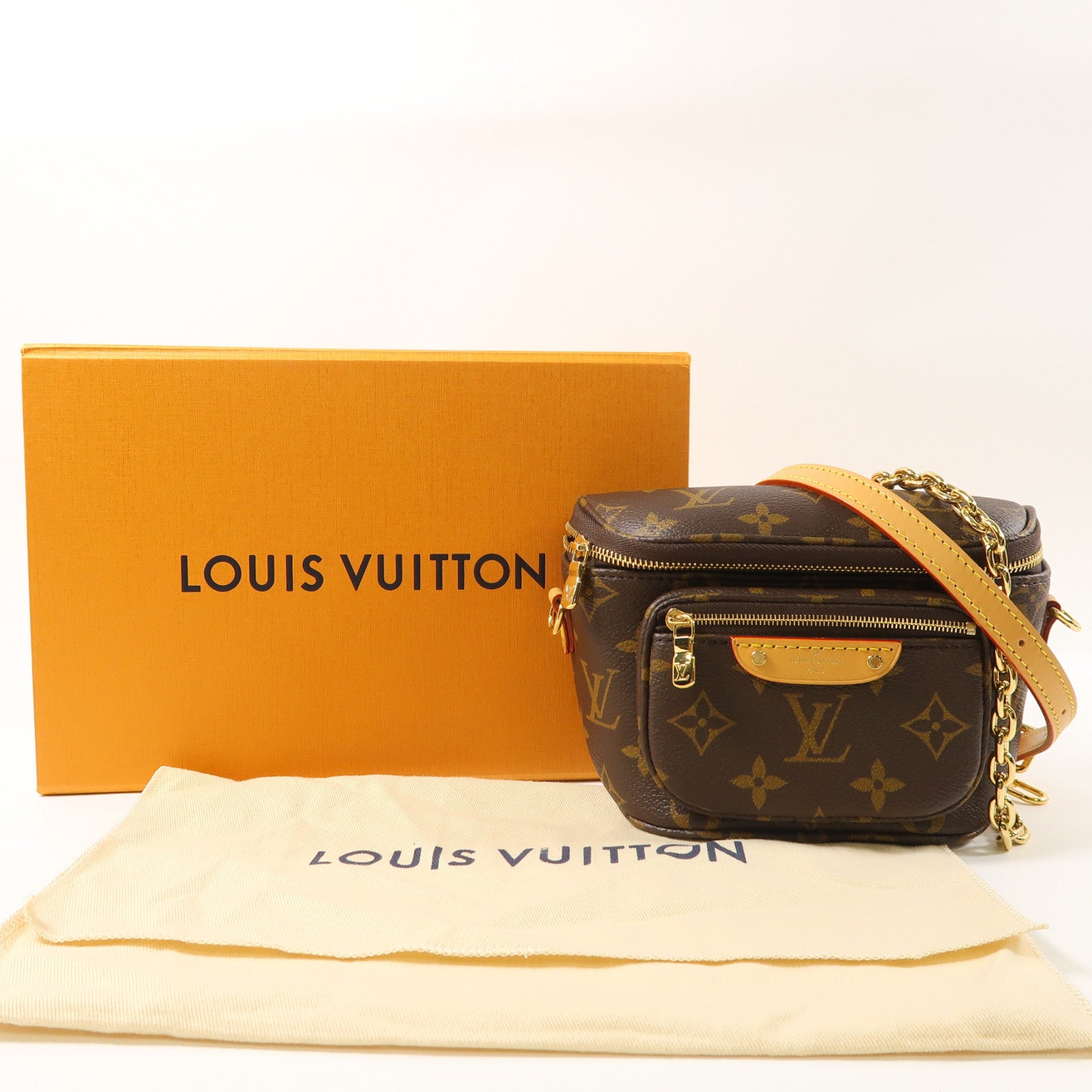 LOUIS VUITTON Monogram Mini Bumbag金扣肩背袋啡色