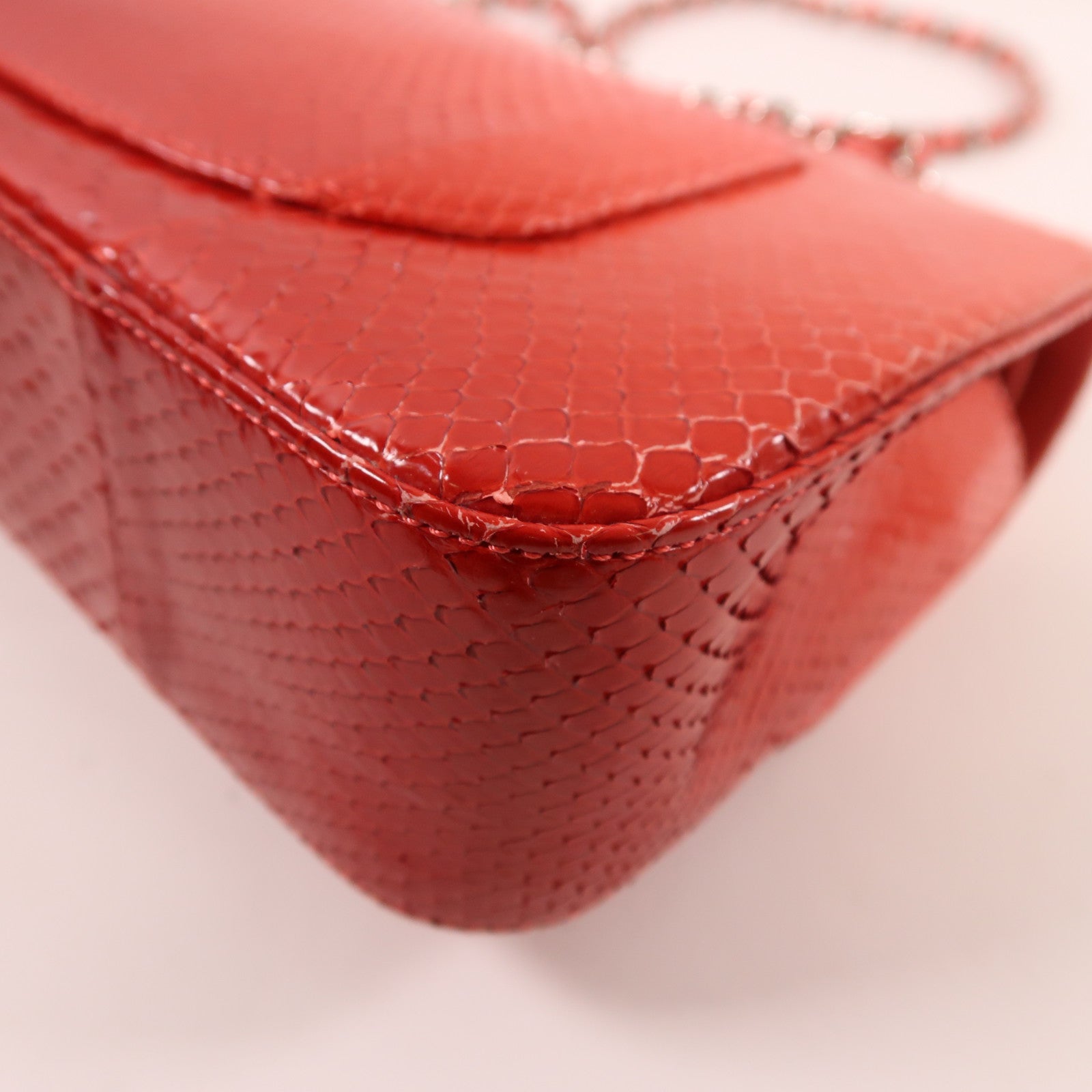 CHANEL 蛇皮皮革Classic 25銀扣鏈帶手挽肩背兩用袋