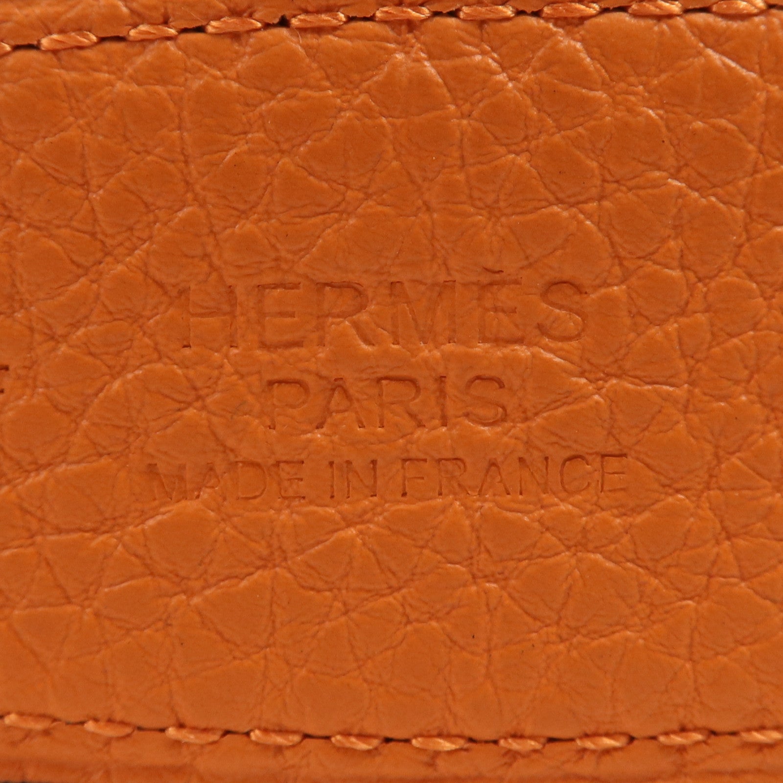 HERMES Clemence皮革Belt 105cm銀扣皮帶Orange