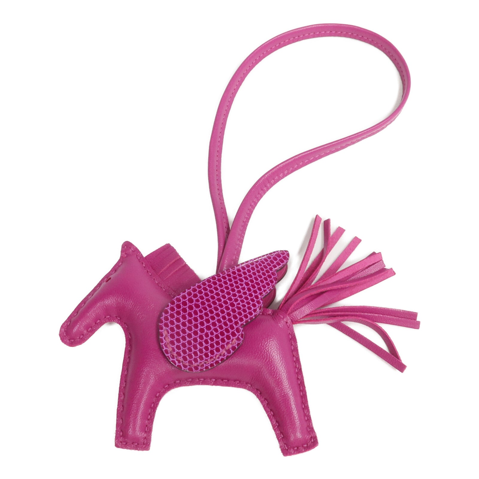 HERMES Milo/Lizard皮革Rodeo Pegase PM掛飾Rose Pourpre
