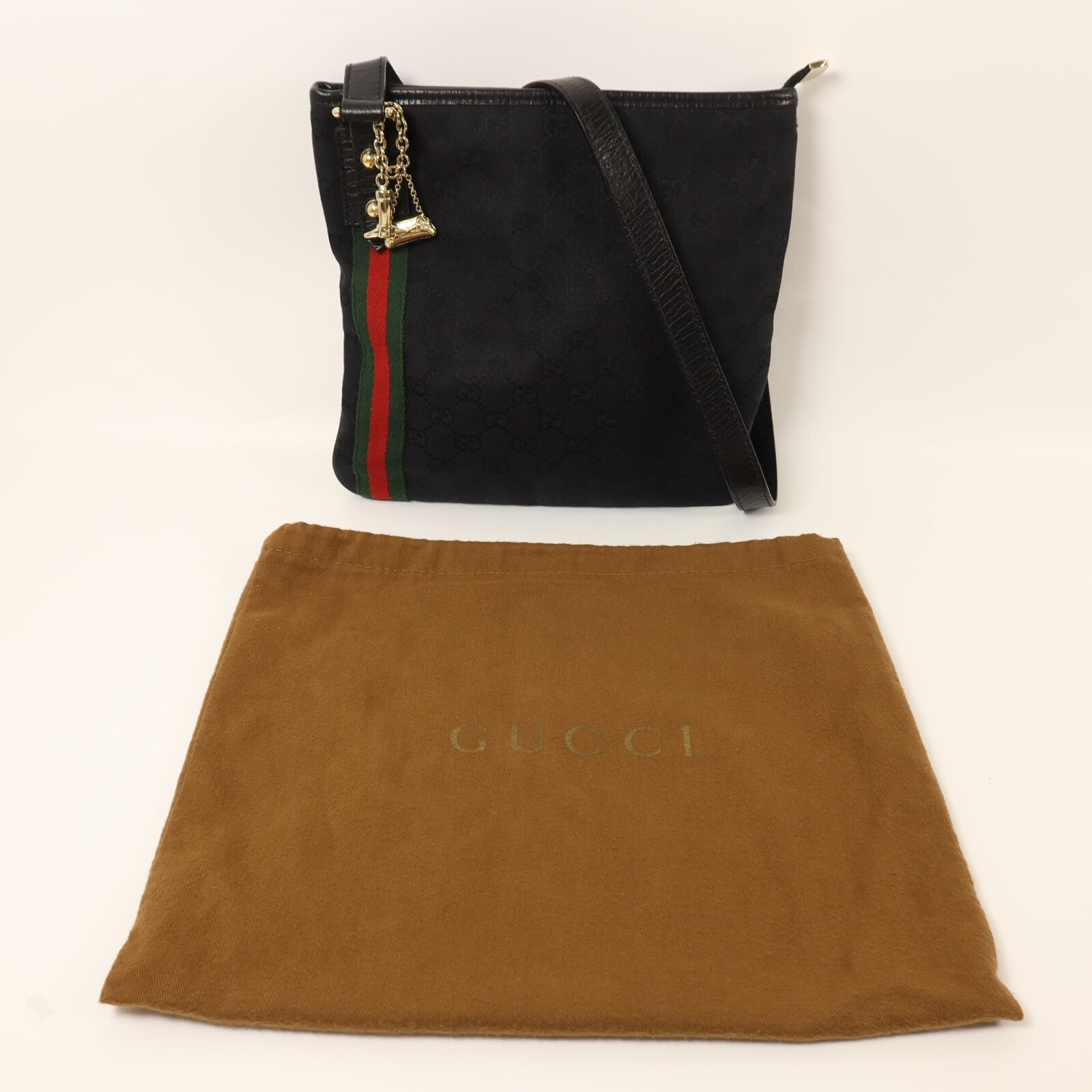 GUCCI 帆布Shoulder Bag金扣肩背袋