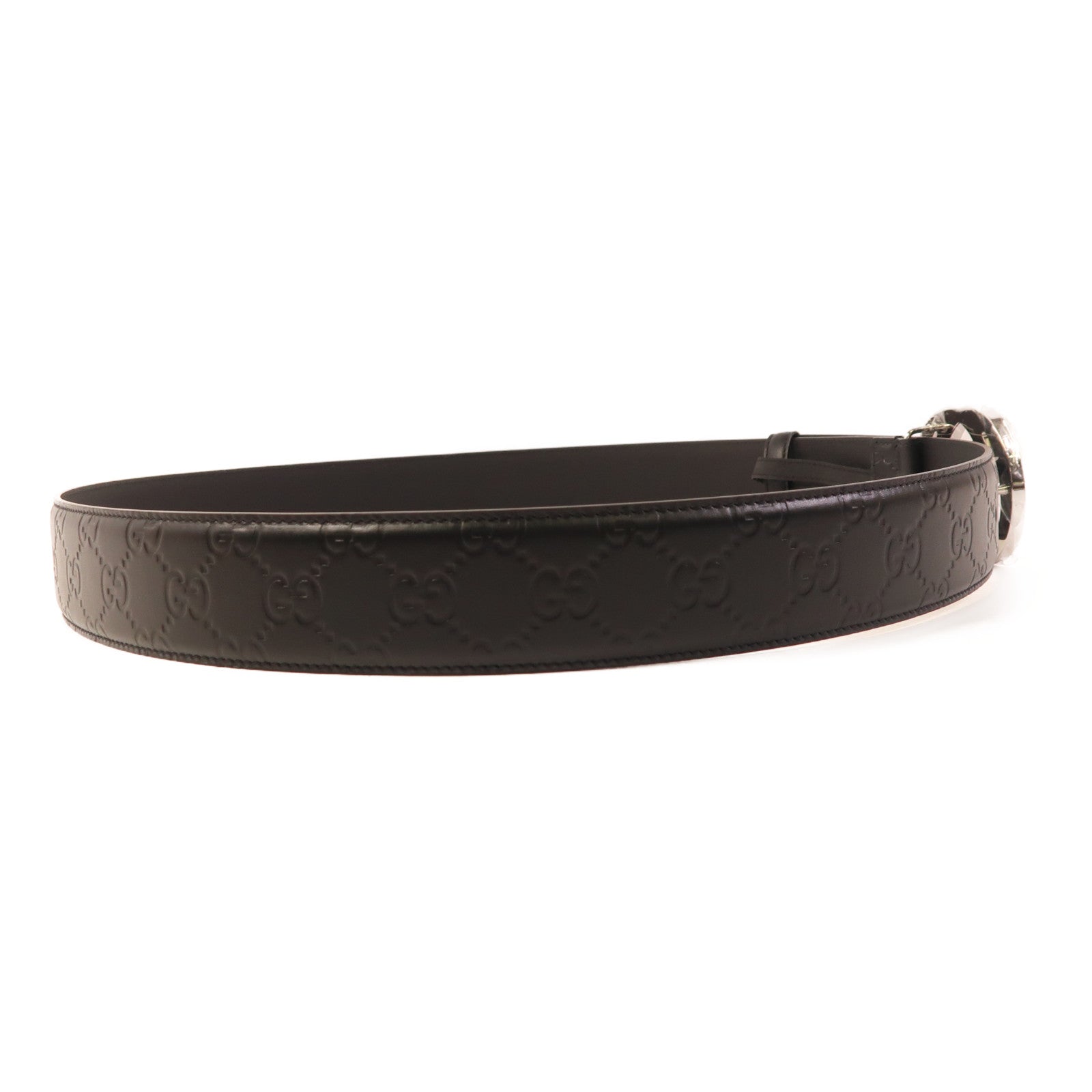 GUCCI 牛皮皮革Belt銀扣皮帶