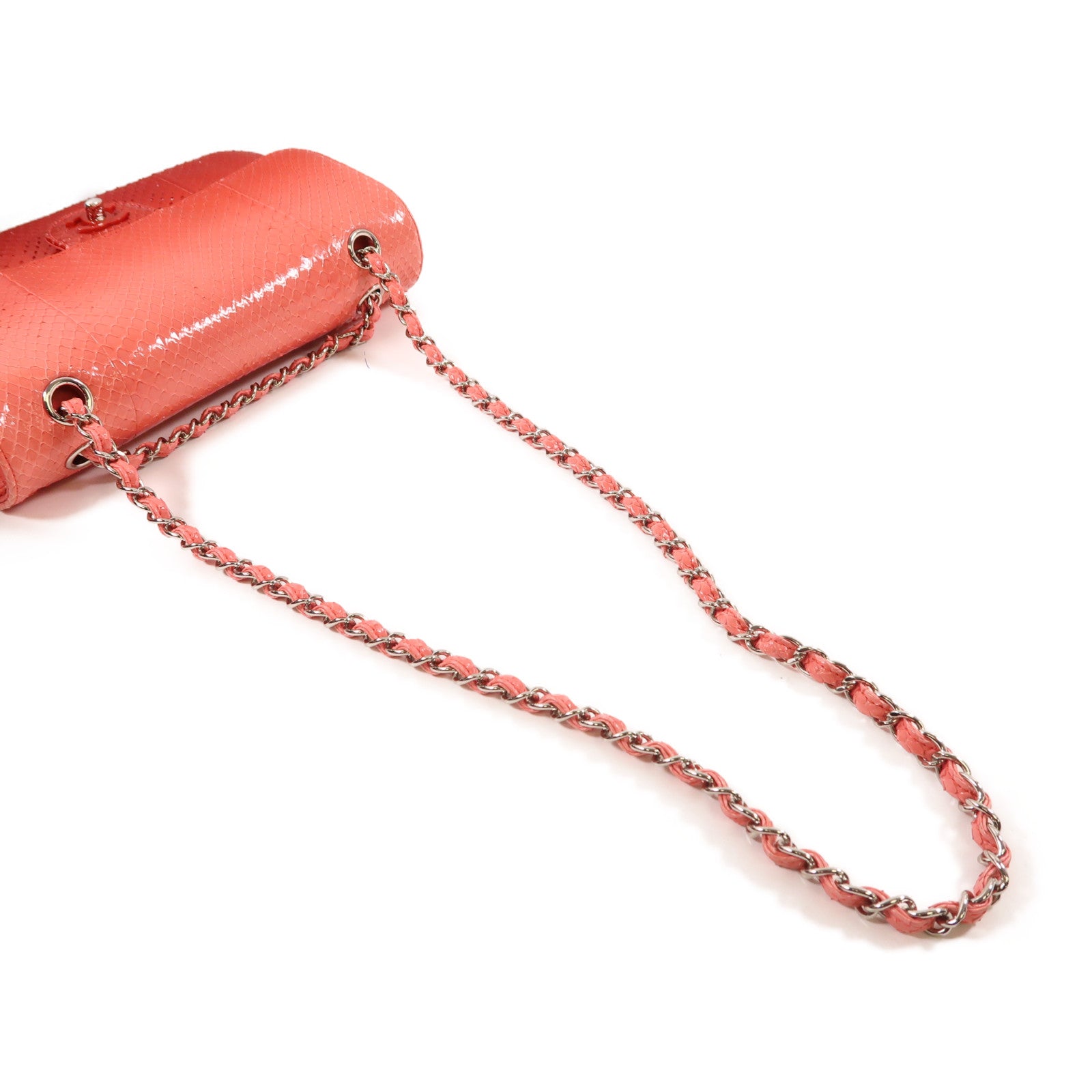 CHANEL 蛇皮皮革Classic 25銀扣鏈帶手挽肩背兩用袋