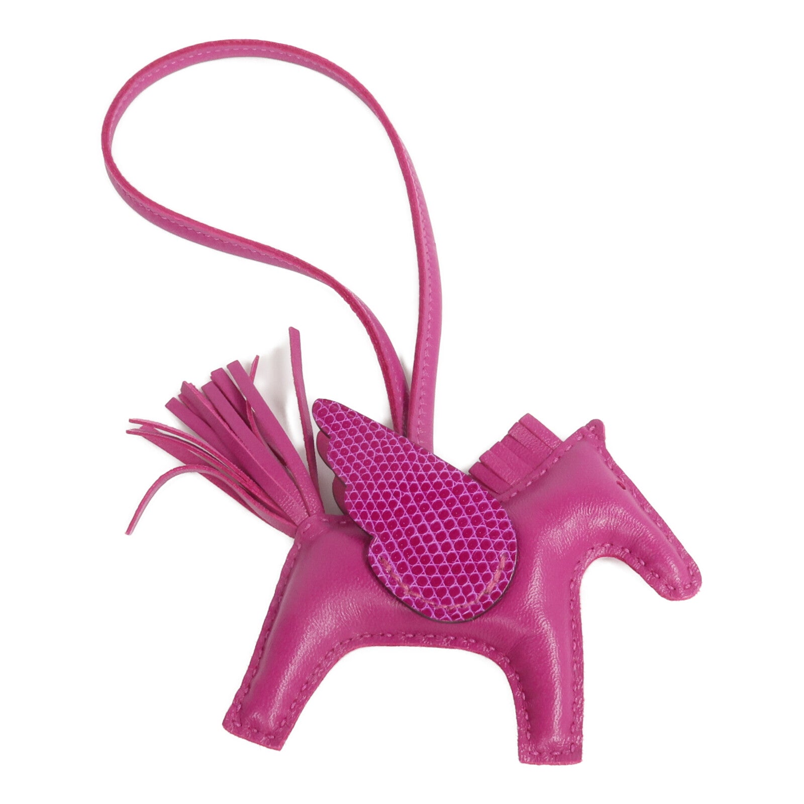 HERMES Milo/Lizard皮革Rodeo Pegase PM掛飾Rose Pourpre