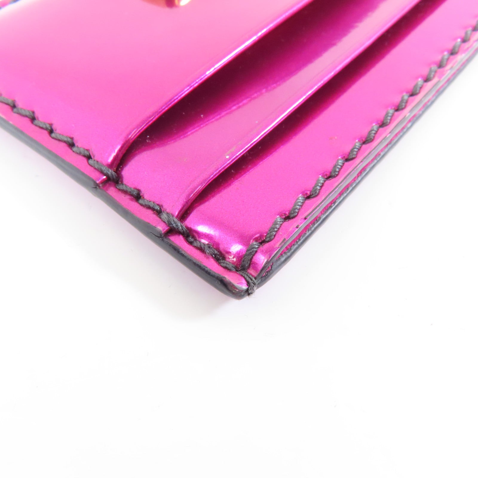 Dior 漆皮皮革Card Case金扣卡片套粉紅色