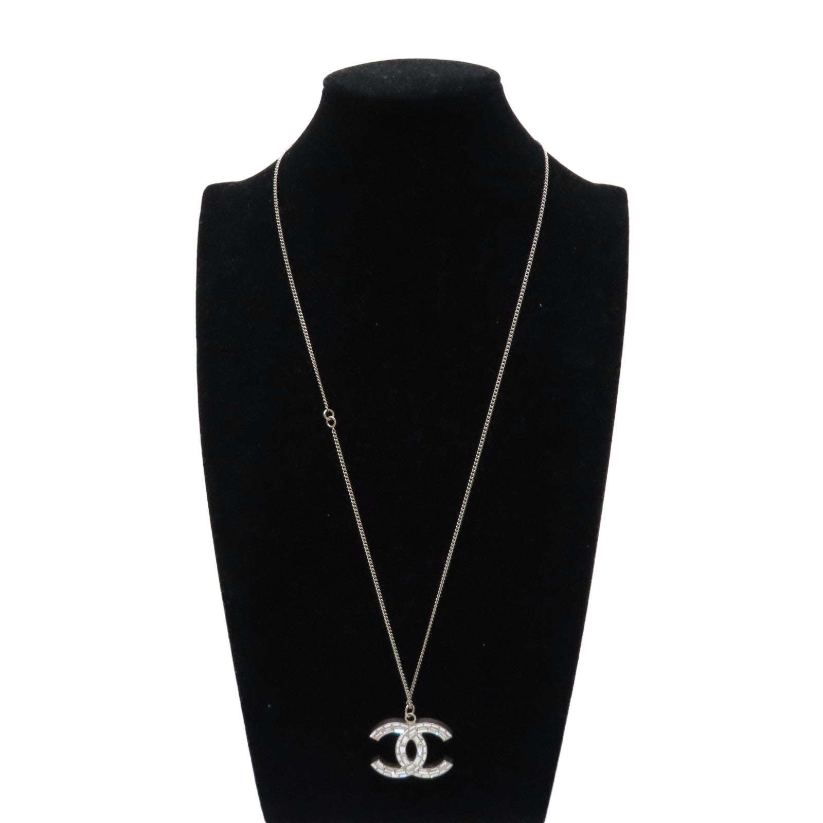 CHANEL 金屬2 Face Necklace項鍊銀色
