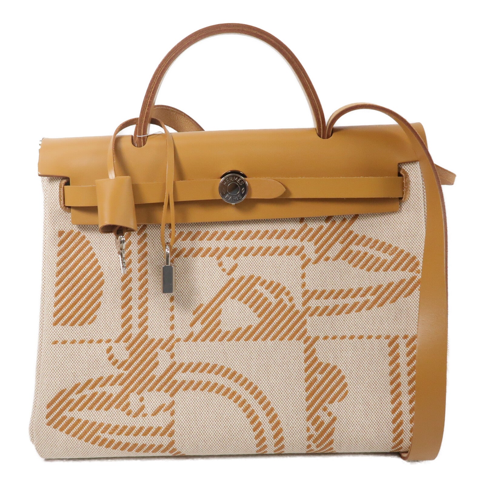 HERMES 帆布Herbag PM (Brides de Gala)手挽肩背兩用袋Gold
