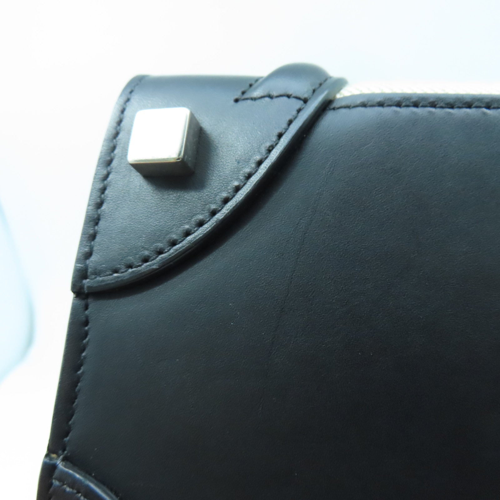 CELINE 牛皮皮革Micro Luggage銀扣手挽袋米色/黑色/啡色