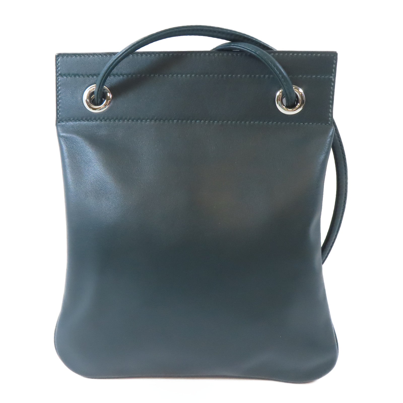 HERMES Swift皮革Sac Aline Mini Bag銀扣肩背袋Vert Cypres/綠色