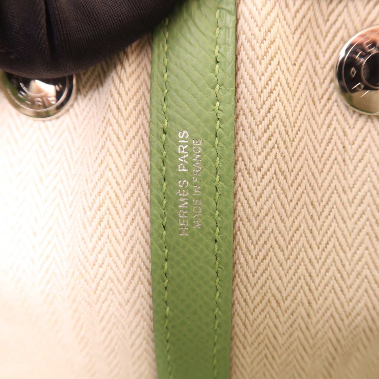 HERMES Epsom皮革Garden Party TPM銀扣手挽袋Vert Criquet