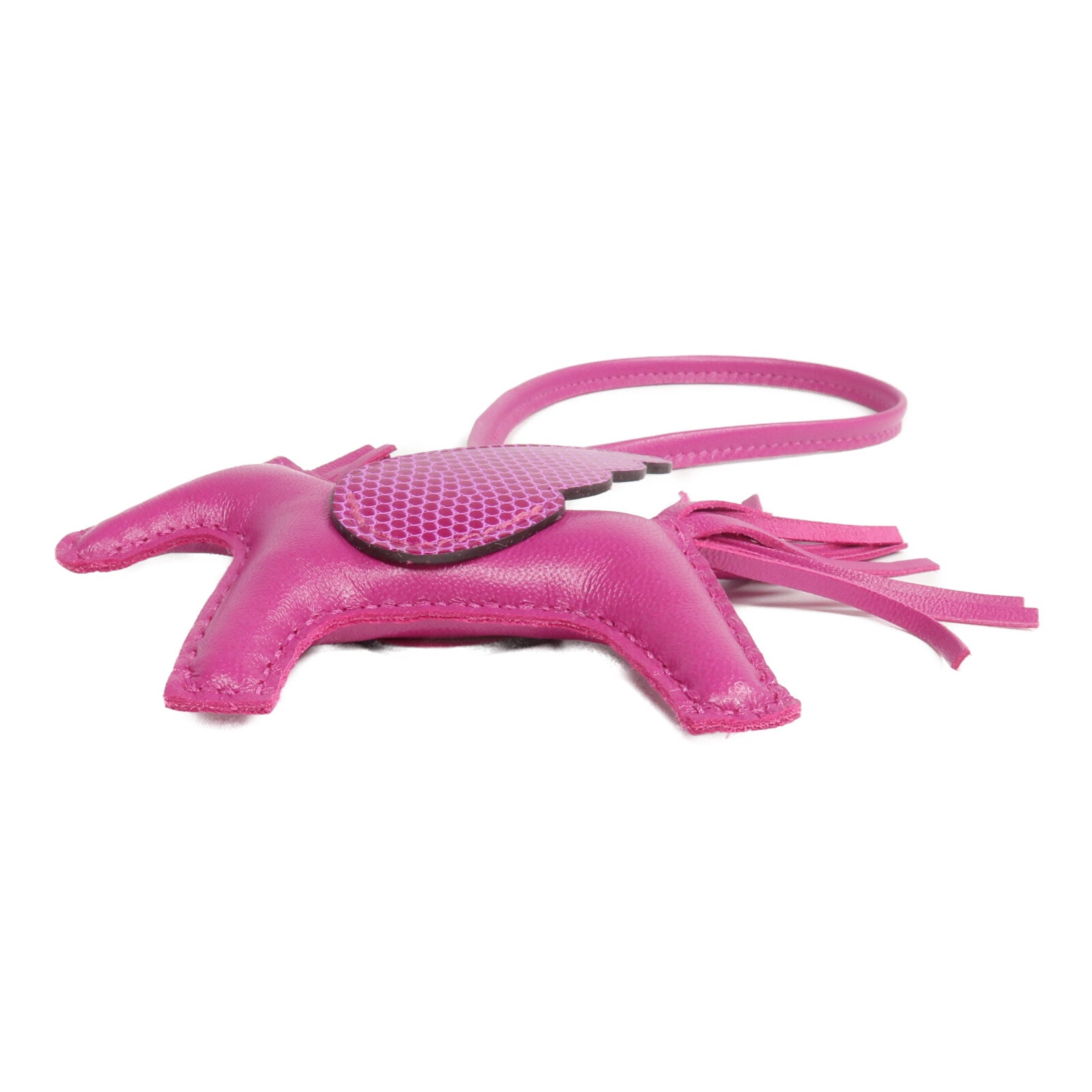 HERMES Milo/Lizard皮革Rodeo Pegase PM掛飾Rose Pourpre