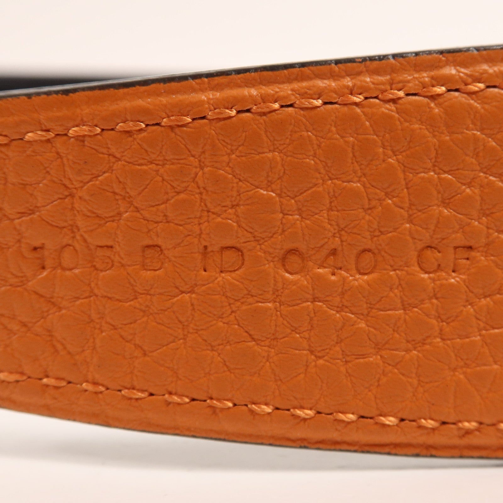 HERMES Clemence皮革Belt 105cm銀扣皮帶Orange