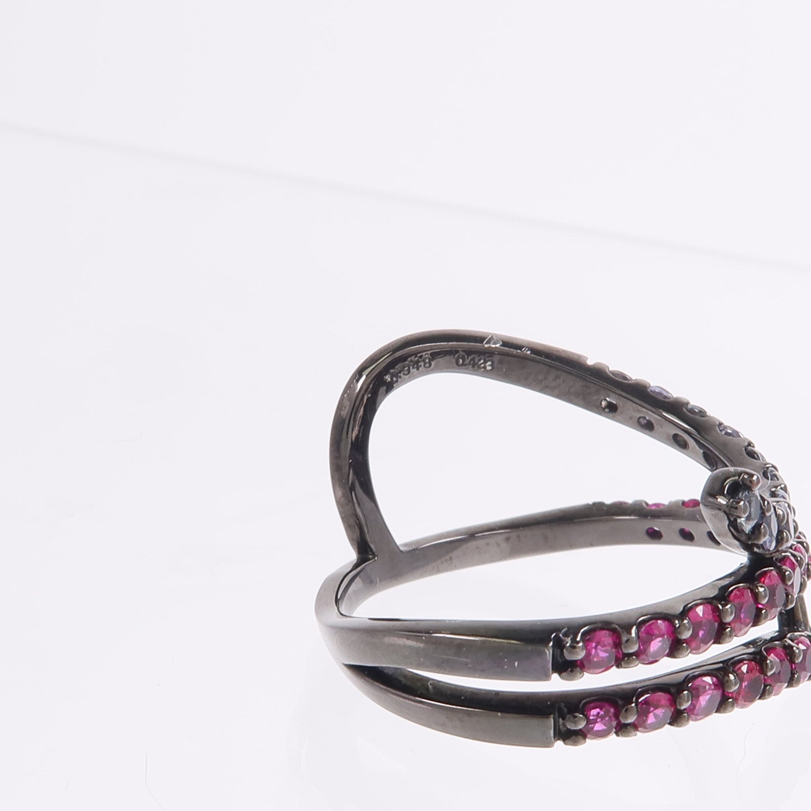 JEWELRY PT900鉑金/鍍黑Ruby Garnet Ring紅寶石/石榴石戒指