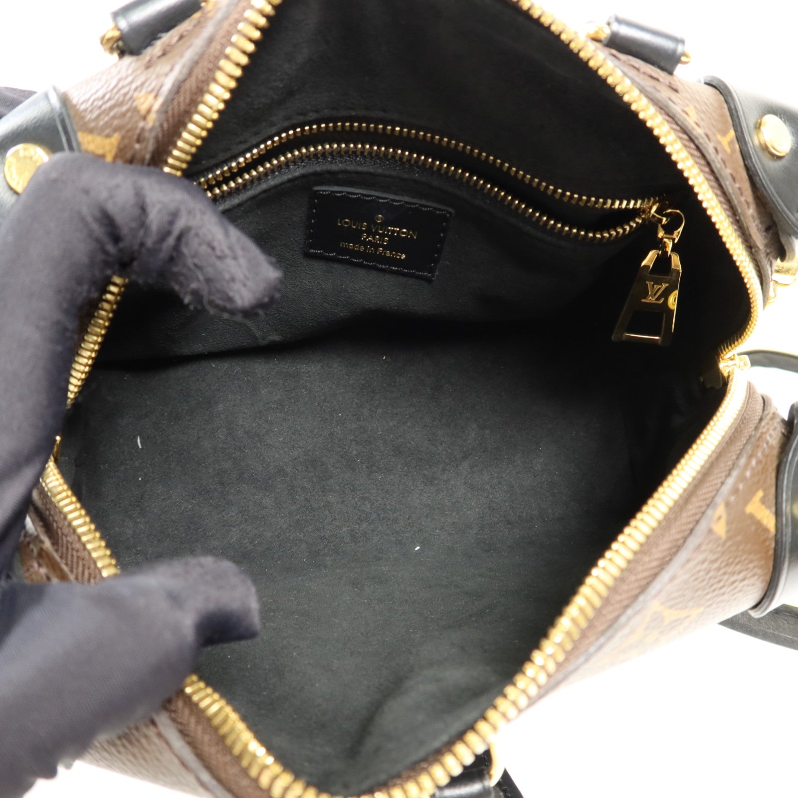 LOUIS VUITTON Monogram Petite Malle Souple金扣手挽肩背兩用袋棕色