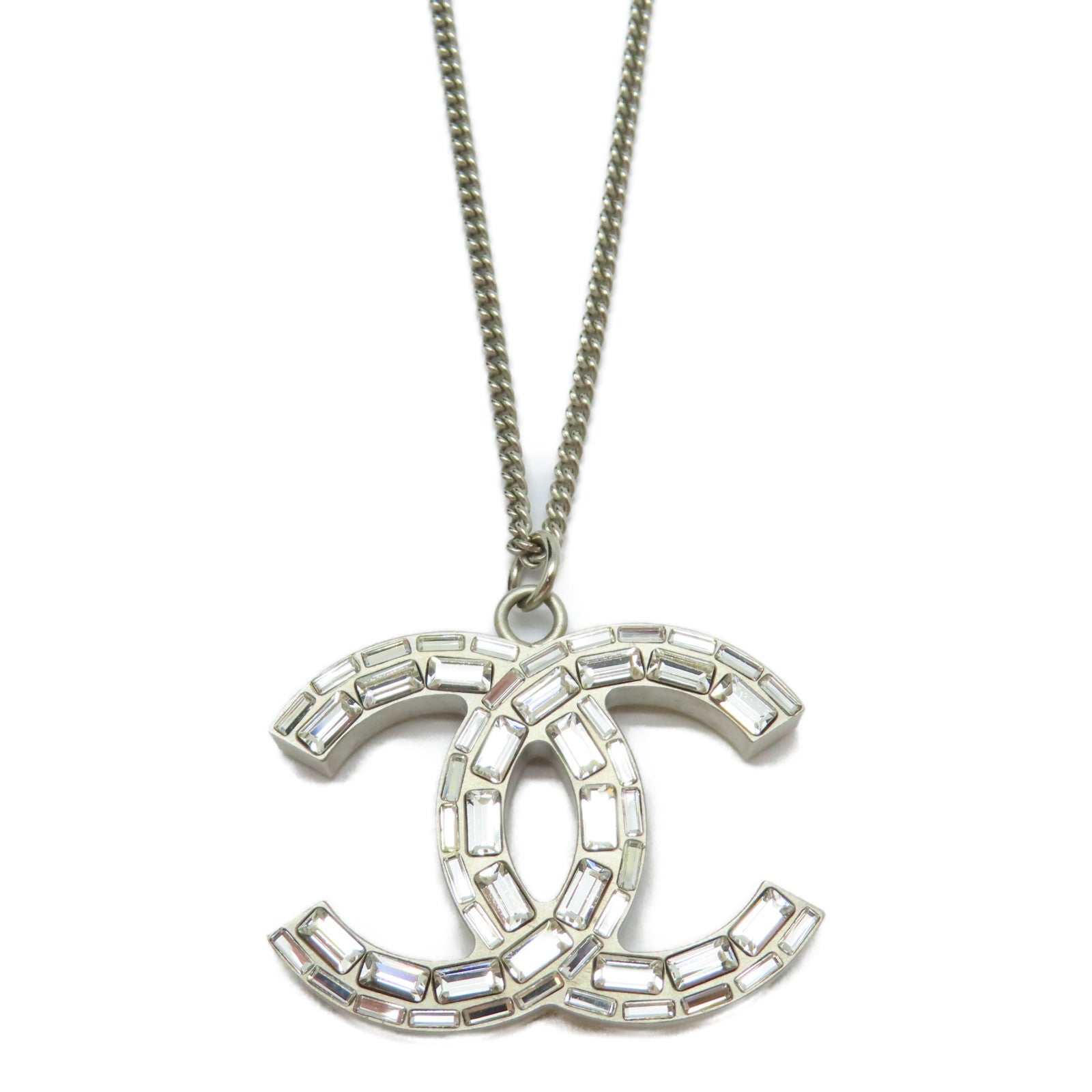 CHANEL 金屬2 Face Necklace項鍊銀色