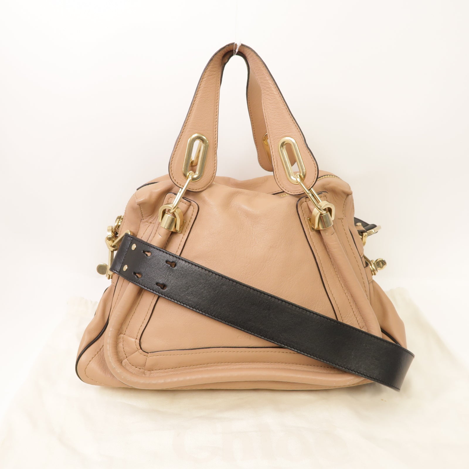 Chloe 【激減優惠】牛皮皮革2 Way Shoulder Bag金扣手挽肩背兩用袋裸色