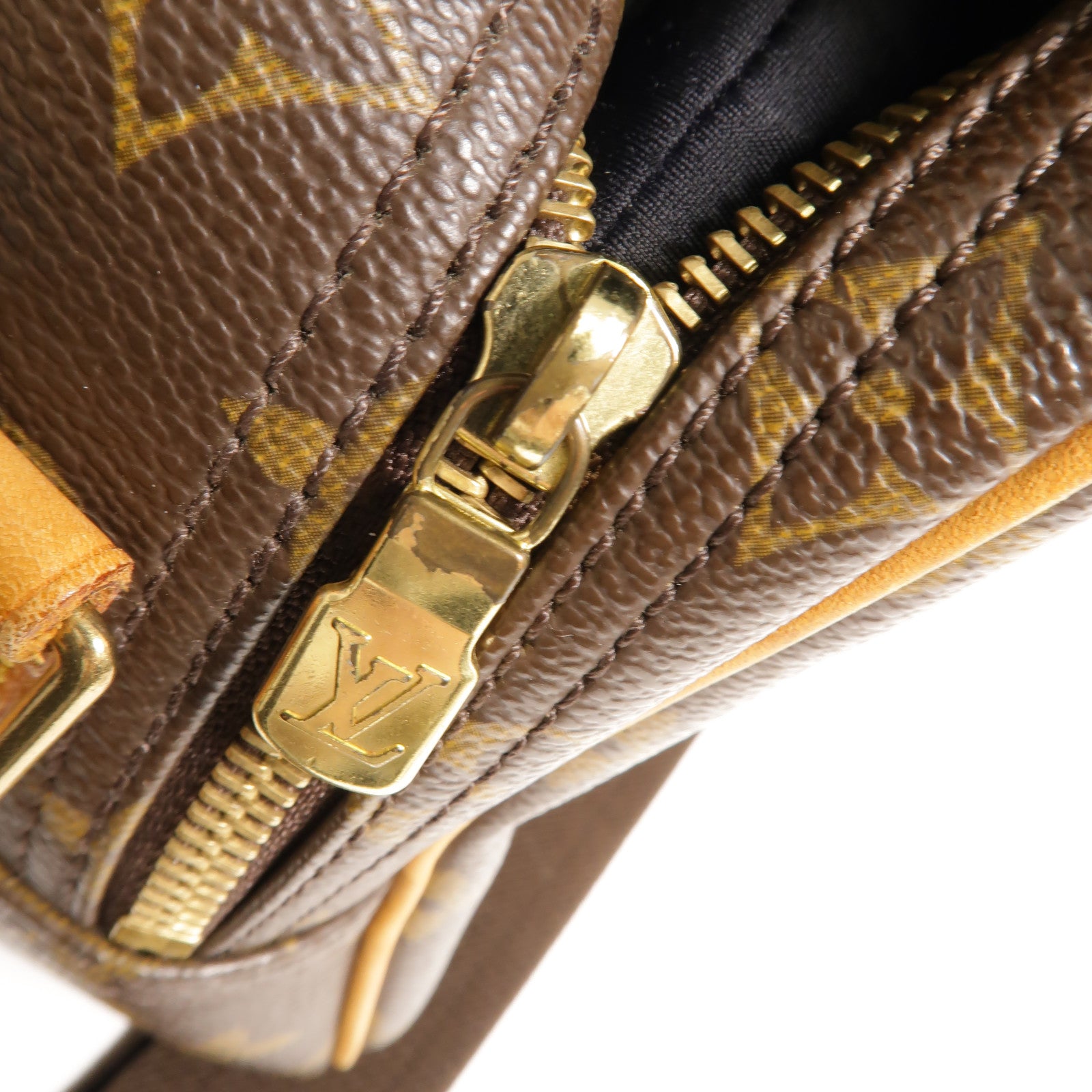 LOUIS VUITTON Monogram Reporter PM金扣肩背袋棕色